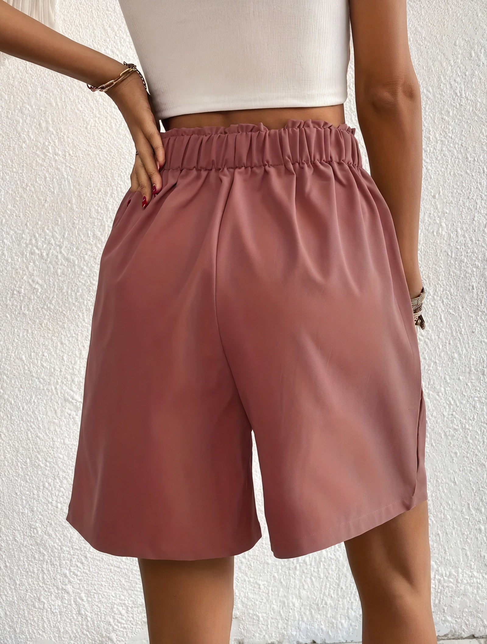 High-Waisted Pleated Wide Leg Shorts