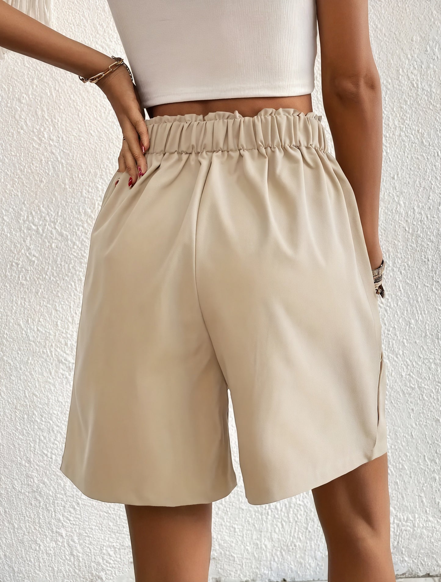 High-Waisted Pleated Wide Leg Shorts