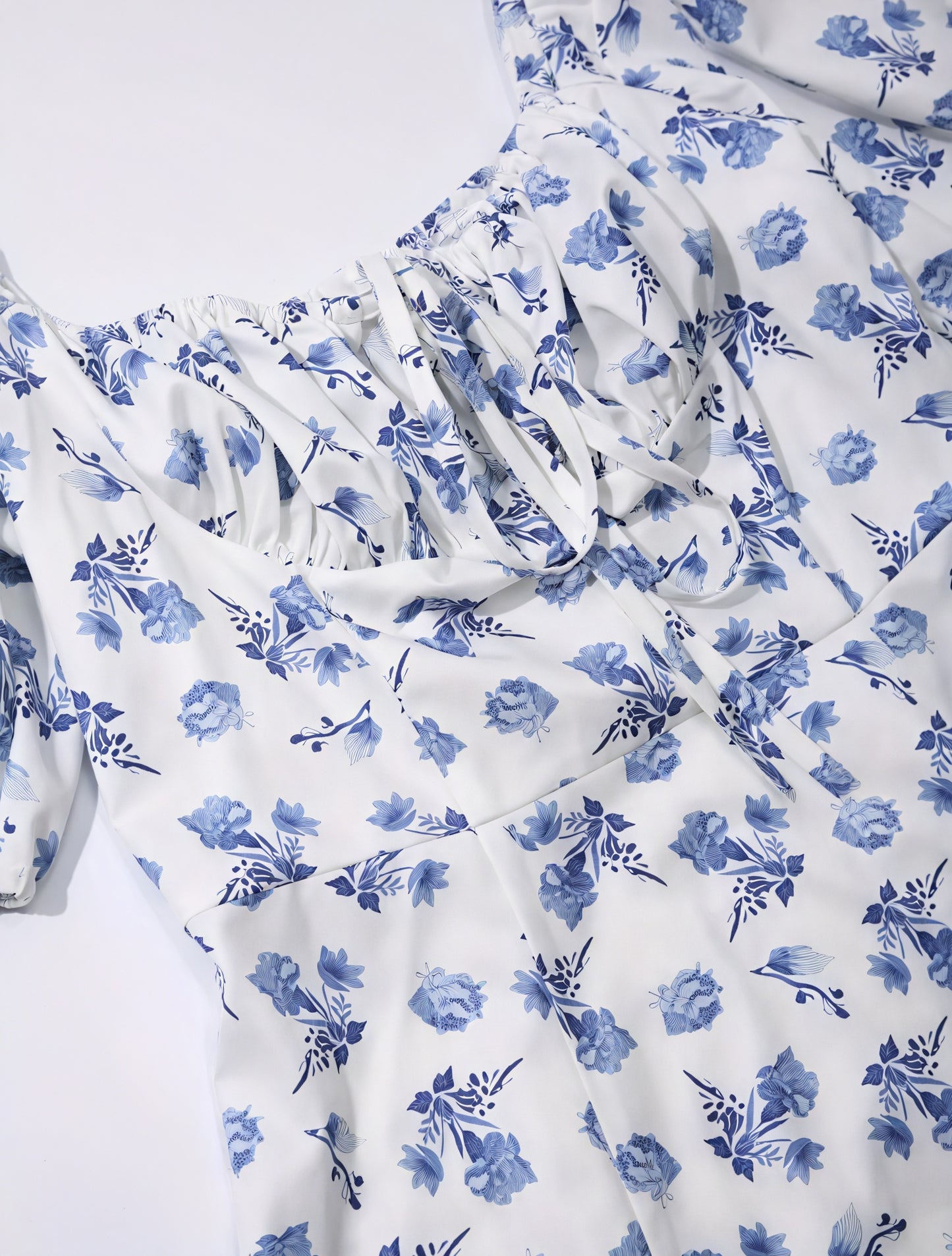 Floral Dress Square Neck Puff Sleeve Tie Bust High Slit Romantic Summer Garden Party-82654-d90599f4-cc87-4652-8f64-ad2a7d636621