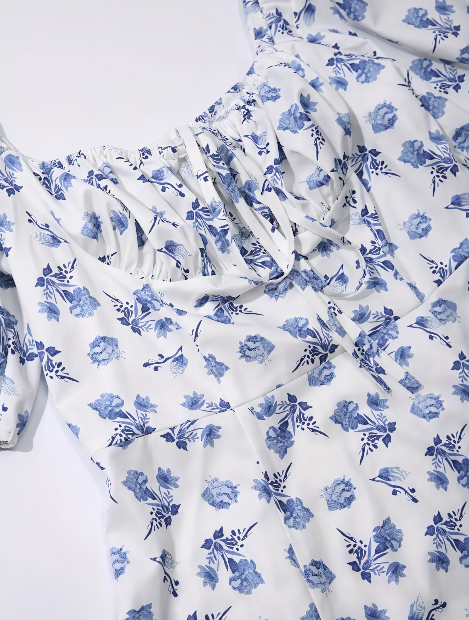 Floral Dress Square Neck Puff Sleeve Tie Bust High Slit Romantic Summer Garden Party-82654-d90599f4-cc87-4652-8f64-ad2a7d636621