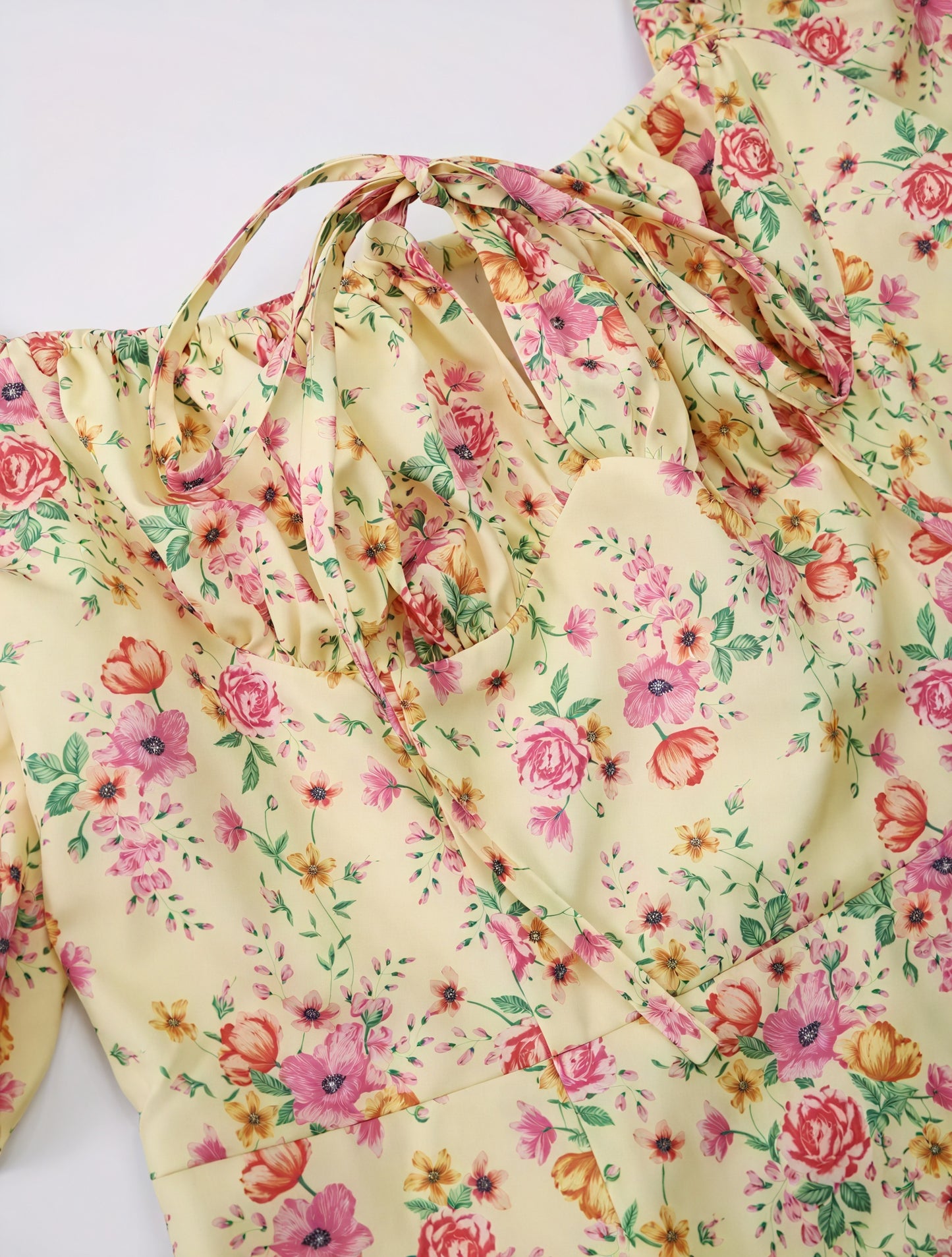 Floral Dress Square Neck Puff Sleeve Tie Bust High Slit Romantic Summer Garden Party-82654-c18f21a0-5c30-46ad-bc8f-c809629d4ca8