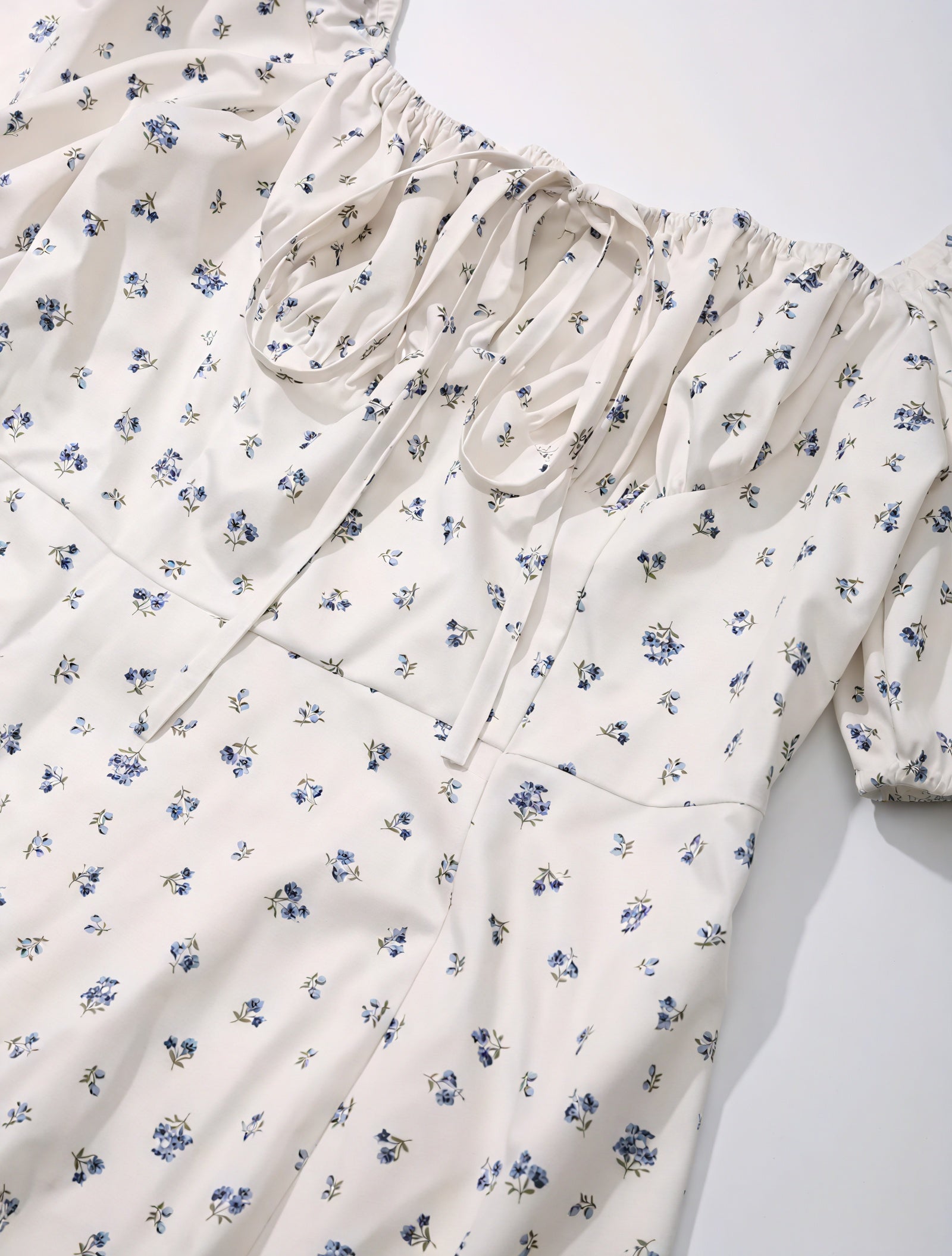 Floral Dress Square Neck Puff Sleeve Tie Bust High Slit Romantic Summer Garden Party-82654-b5839168-b118-45ce-b570-7a47620ad217