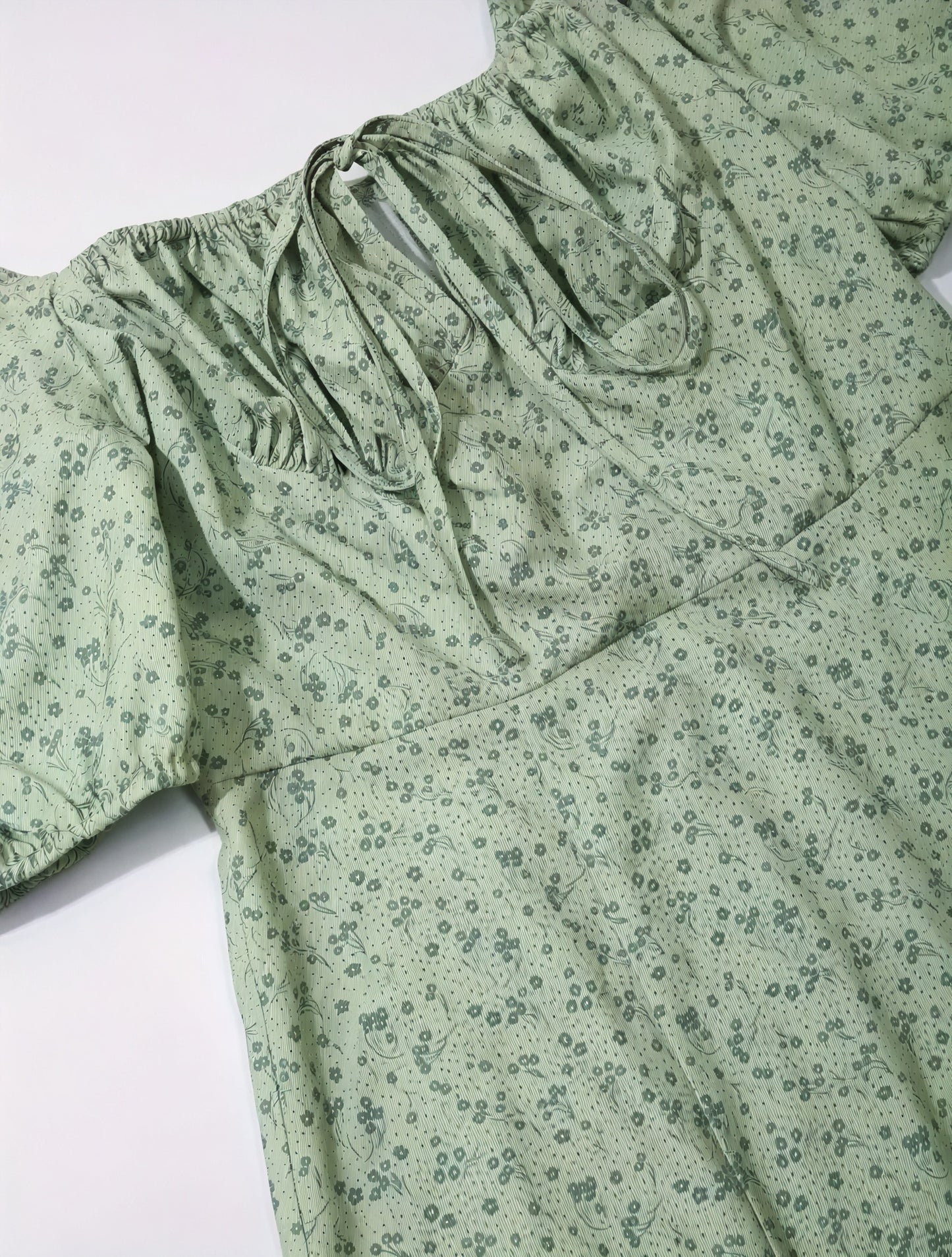 Floral Dress Square Neck Puff Sleeve Tie Bust High Slit Romantic Summer Garden Party-82654-d5601b32-a1c0-4d9a-bf69-766732ed2d9d