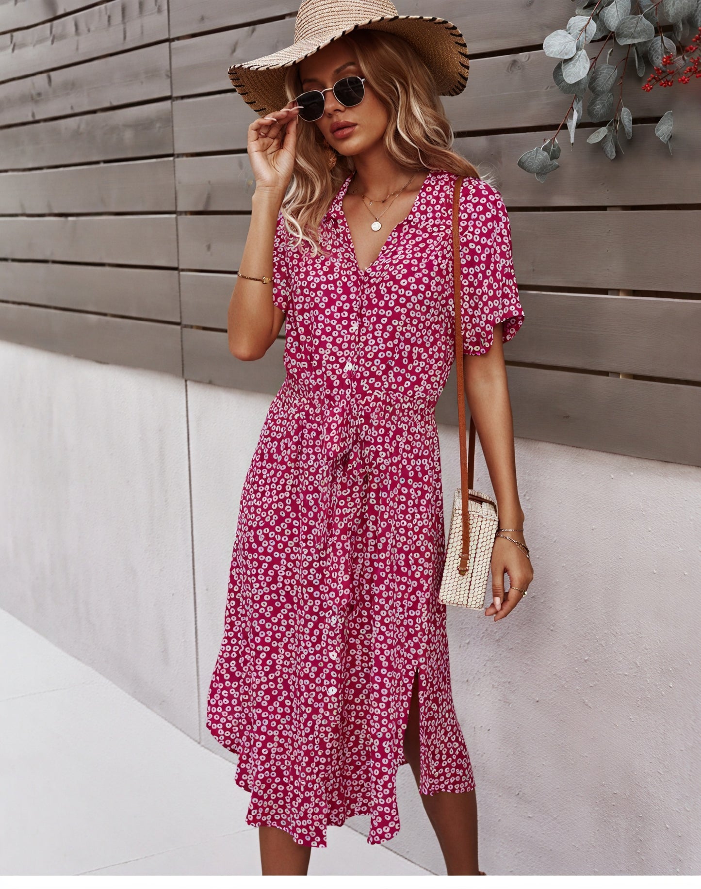Floral Midi Dress with Tie Waist