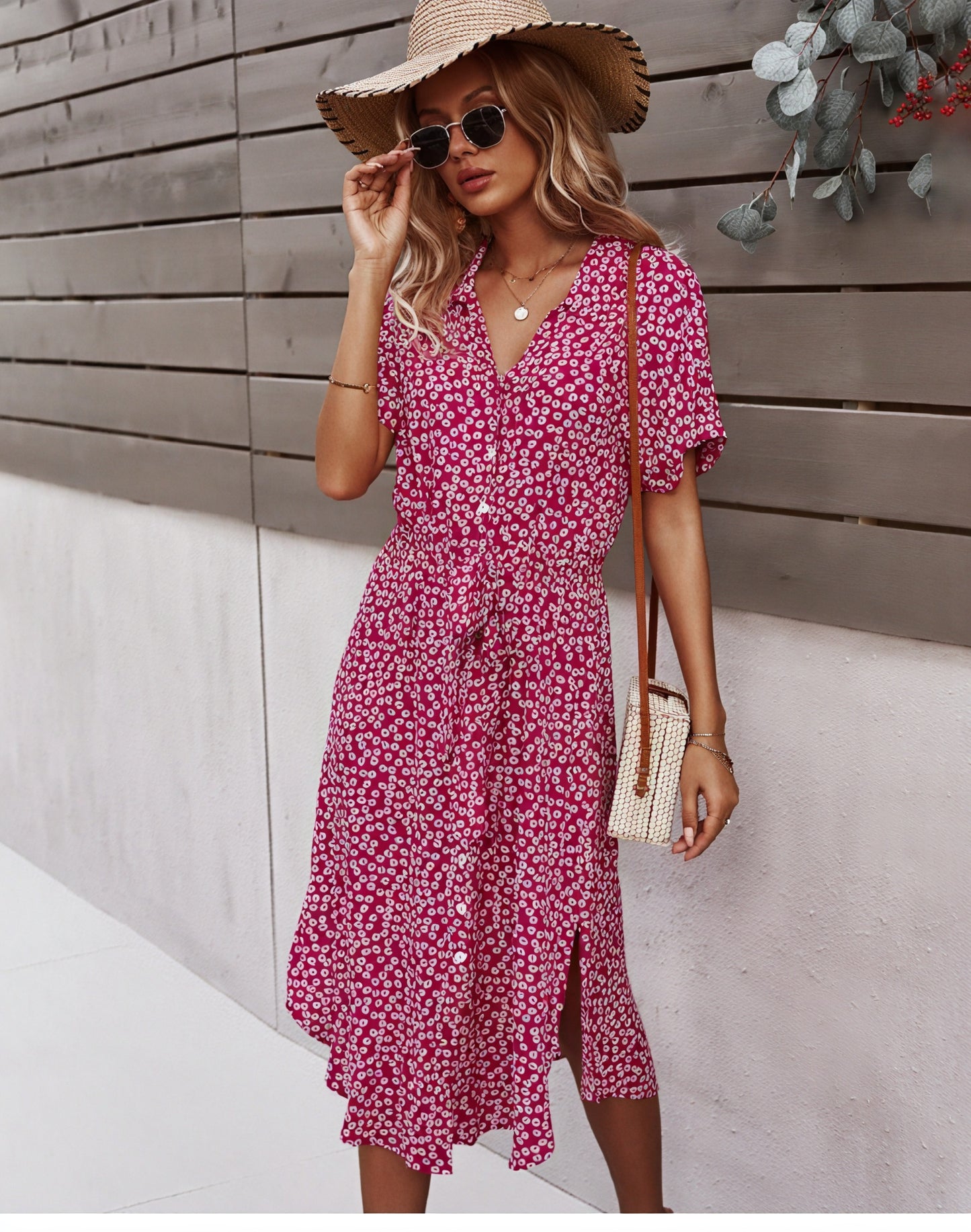 Floral Midi Dress with Tie Waist