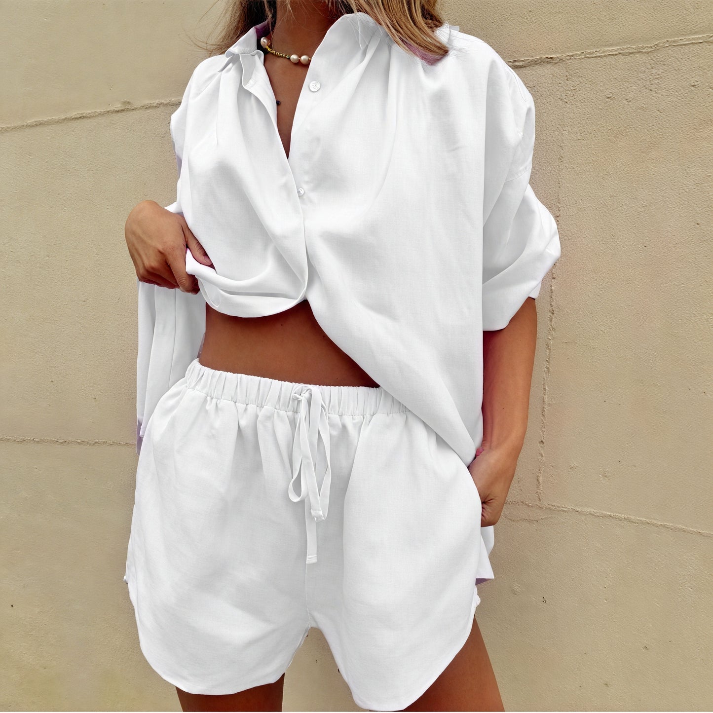 Relaxed Two-Piece Set - Drawstring Shorts