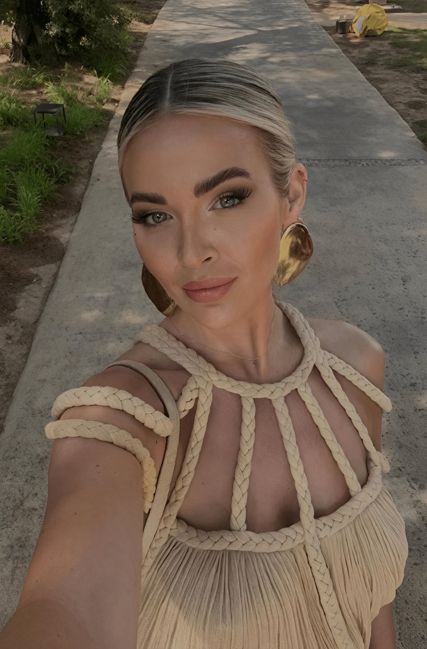 Braided Halter Maxi Dress: Flowing Silhouette