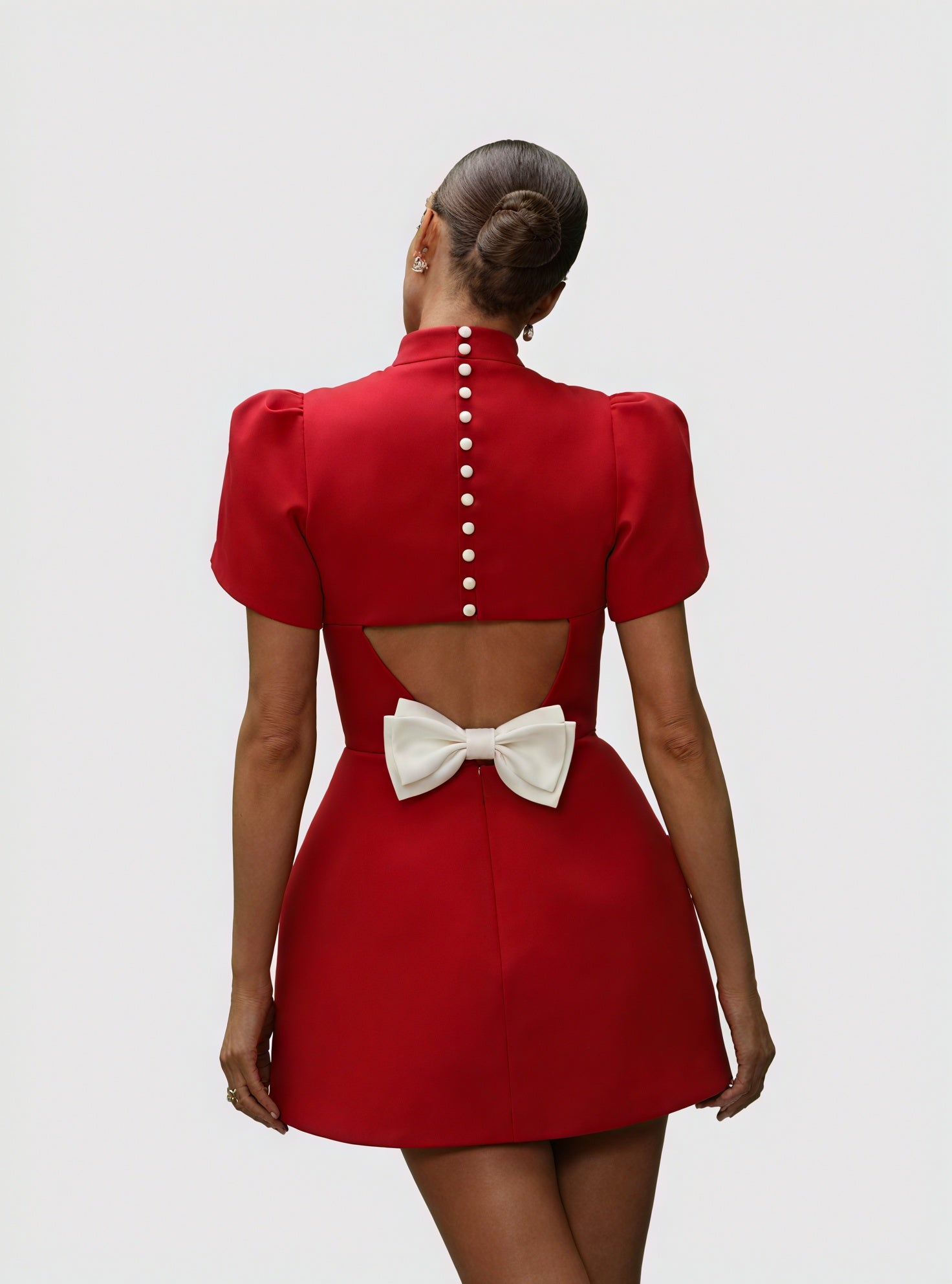 Couture-moda | Elegant Hollow Tie Red Party Mini Dress - Timeless Summer Fashion - Image 2