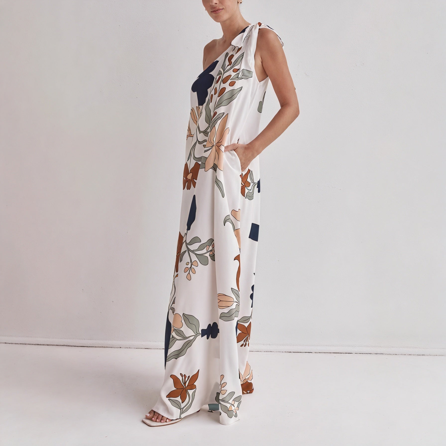 Women's One-Shoulder Maxi Dress – Flowing Floral Print, Elegant Style-83220-b0393953-39a1-4470-913c-cf6c6a72055d