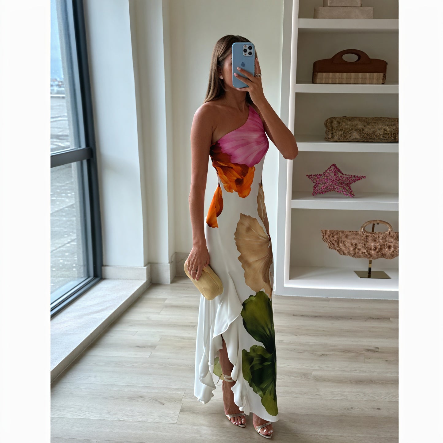 Women's Maxi Dress – Printed One-Shoulder Halter Neck Sleeveless-83229-c56dcf30-7b45-4b00-acbb-e87ea533f400