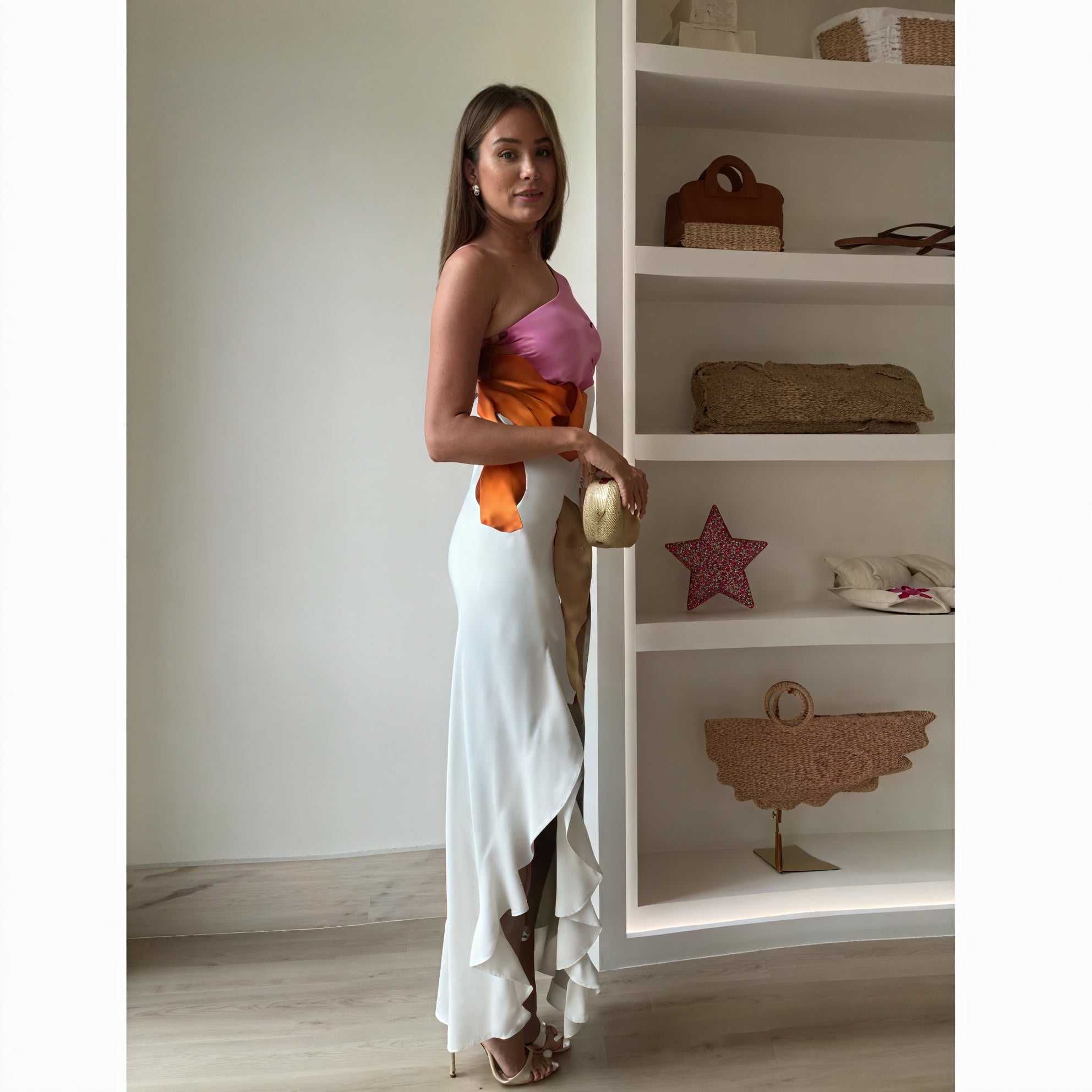 Women's Maxi Dress – Printed One-Shoulder Halter Neck Sleeveless-83229-23d446ba-cb9b-455c-94d7-2f03a4cd37c5