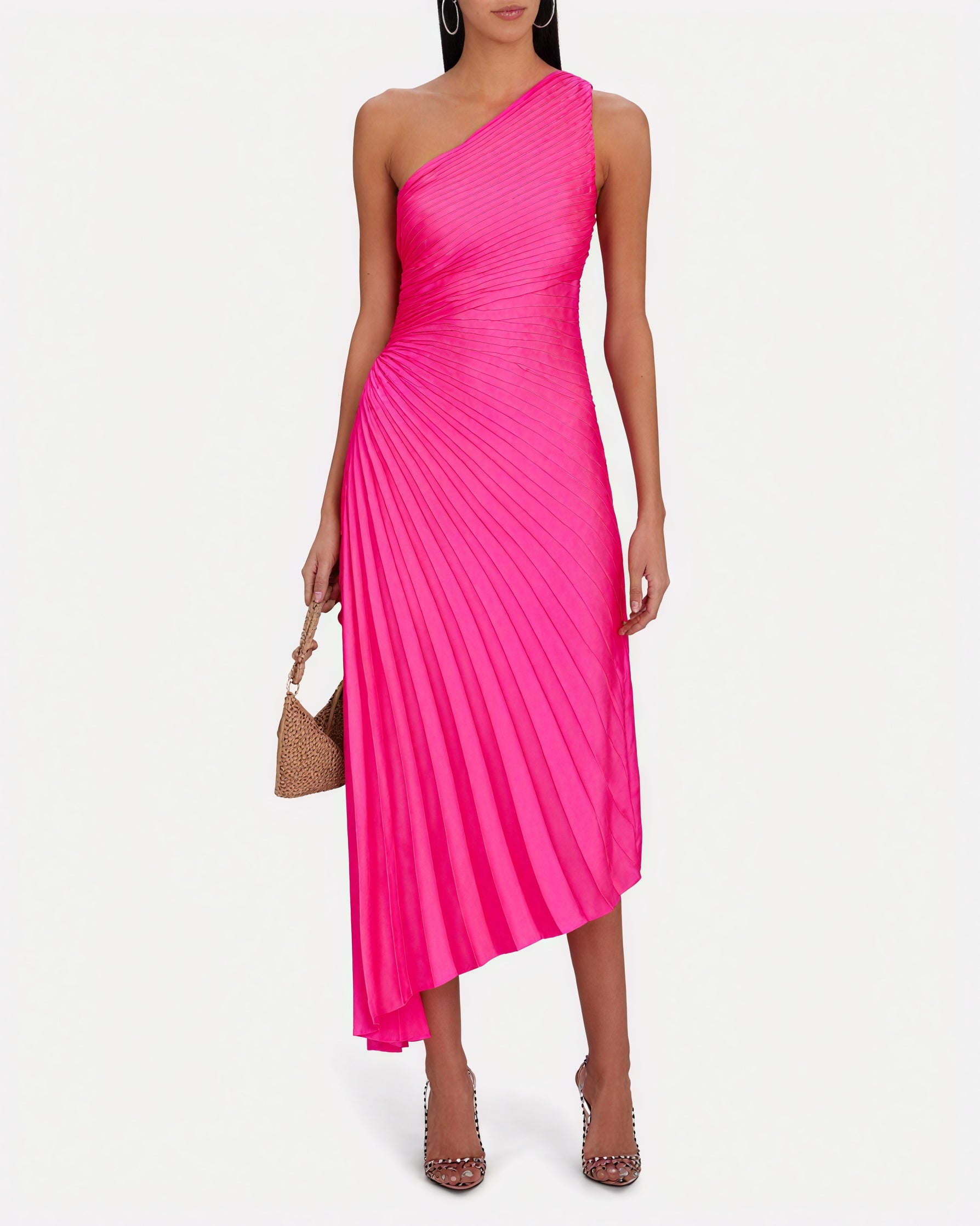 Women's One-Shoulder Pleated Dress – Asymmetrical Hem, Elegant-83236-1201e41f-f140-4a7d-93ce-82e6321c6bb6