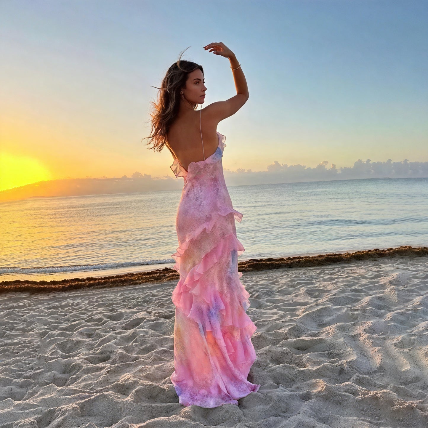 Basicfold Women's Flowy Ruffle Midi Dress – Sleeveless, Spaghetti Straps-83280-901d5f02-4cc7-4b2e-8835-73bc7a3047e7