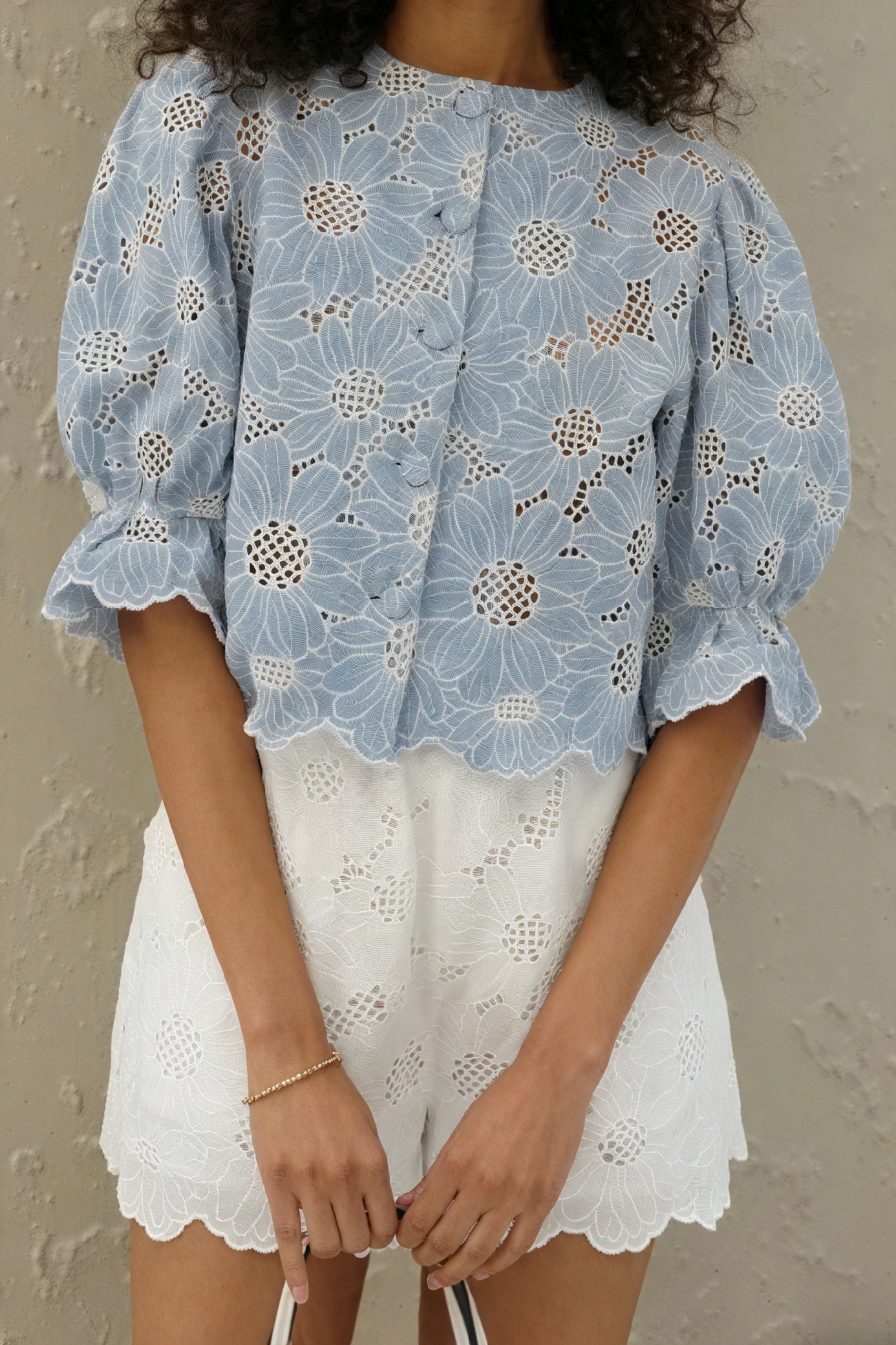 Basicfold Women's Blue Floral Cut-Out Co-Ord Set – Top & Shorts-83298-98e3c796-f349-4996-bf9e-9ce93f733ec4