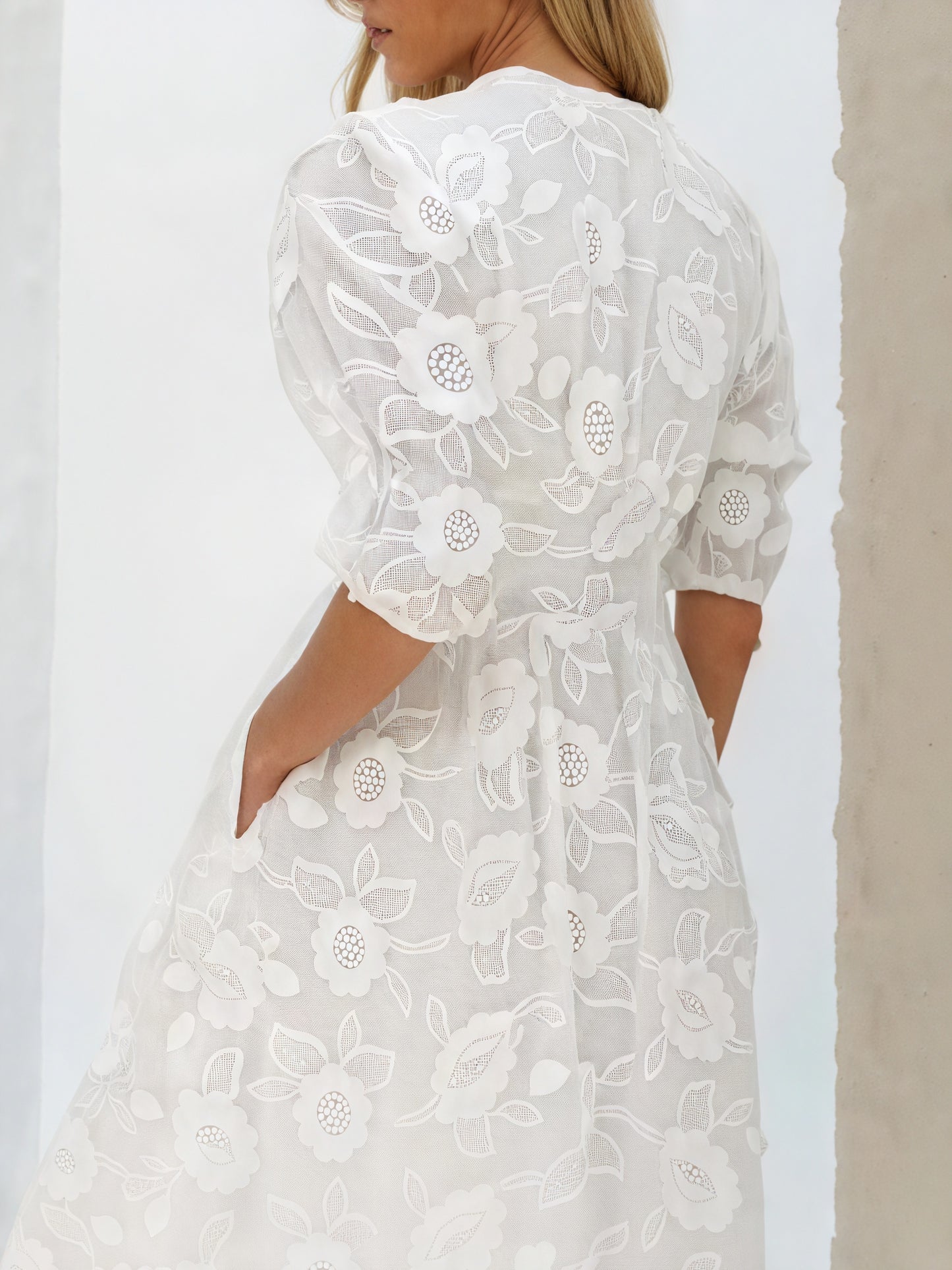 Basicfold Women's White Embroidered Button-Down Midi Dress, Short Sleeve, S-XL-83314-64d2e21b-81be-4cd6-99e7-37bf693b19dd