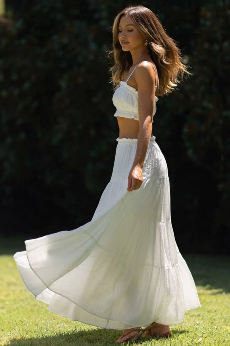 Tiered Maxi Skirt Set - Spaghetti Strap Top