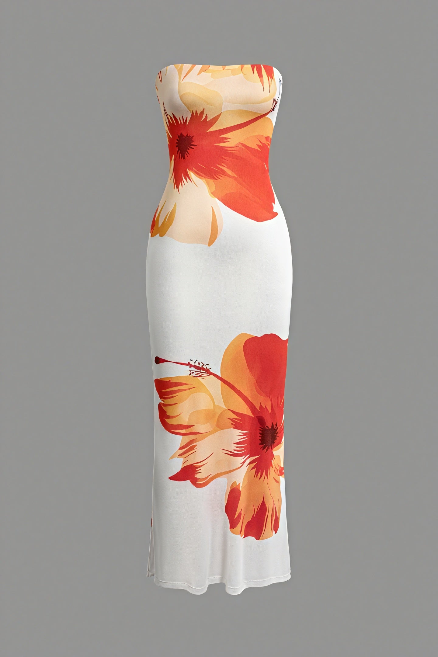 Women's Strapless Floral Maxi Dress – Unique Print, Maxi Length, Basicfold-83497-96696cb7-2bc0-490f-b9c0-54534c704892