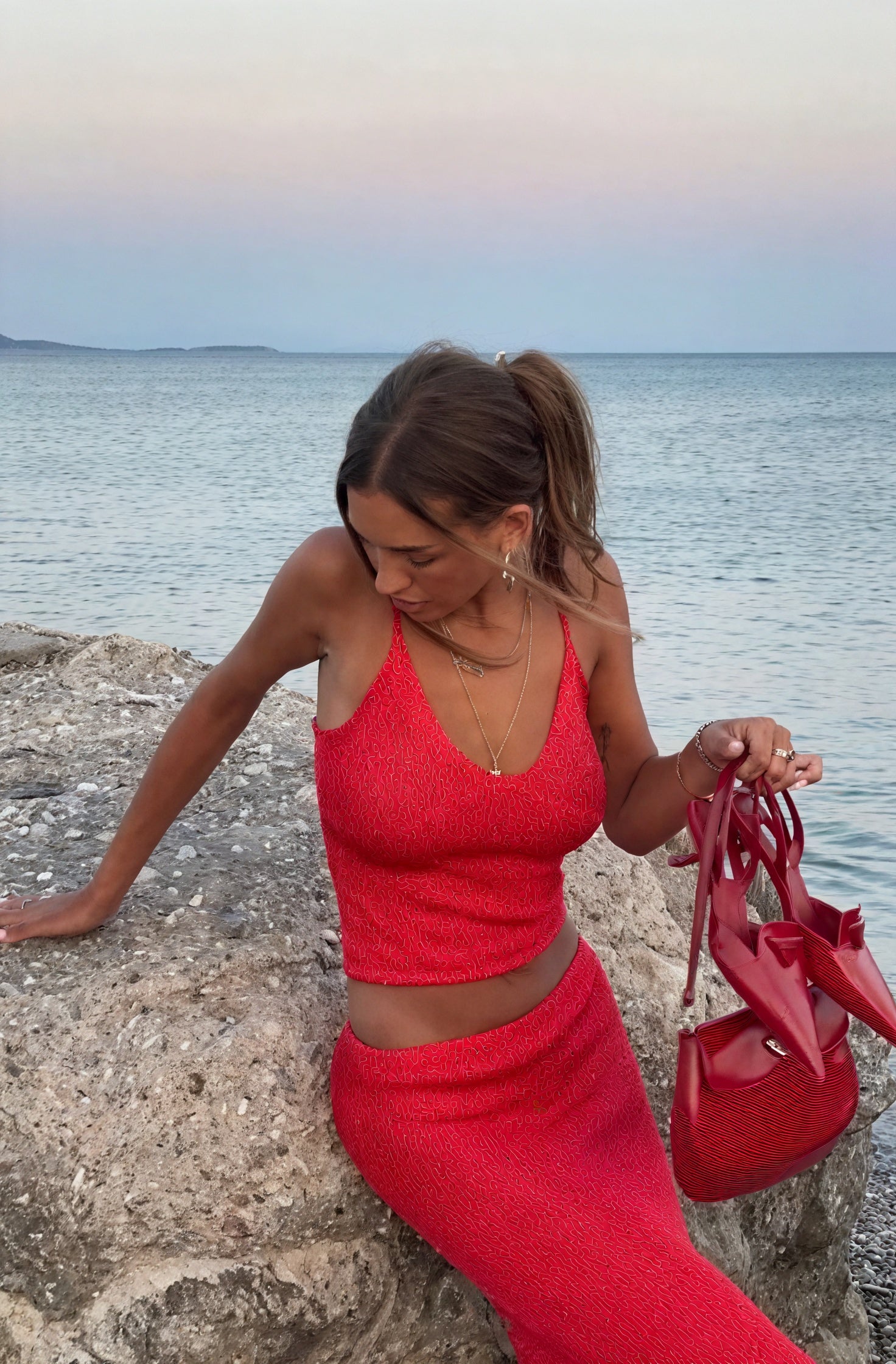 Women's Sparkly Two-Piece Set – Spaghetti Strap Top & Maxi Skirt, Event Wear-83554-1c13acdf-937e-4248-8bbb-39856680d3c1