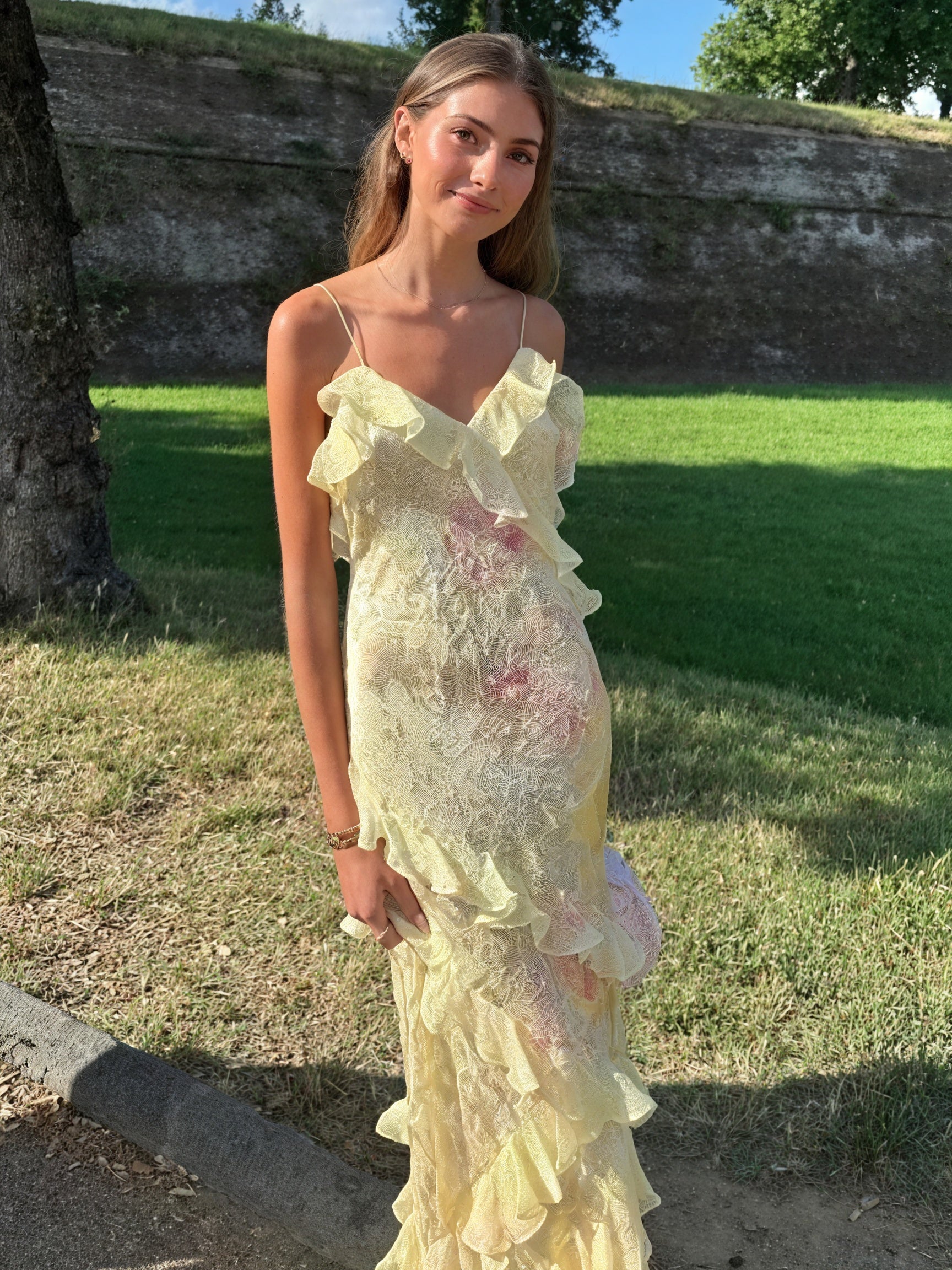 Women's Floral Sleeveless Dress – Ruffle Detailing, Spaghetti Straps, Summer Style-83560-8fdcdb41-8750-49e2-8b30-962ff99ad287