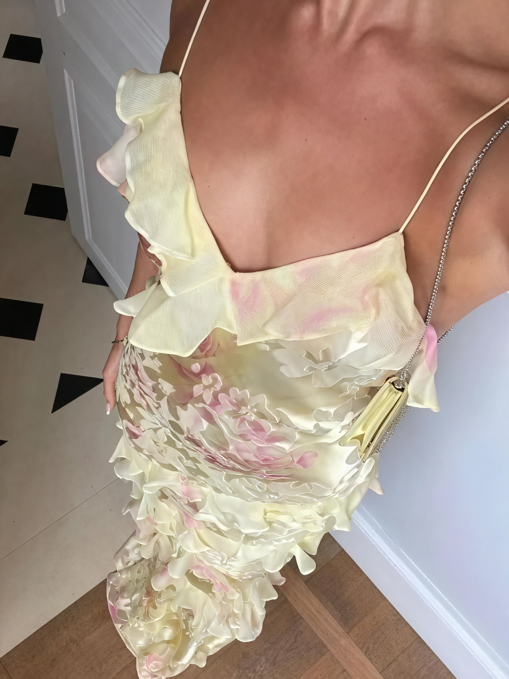 Women's Floral Sleeveless Dress – Ruffle Detailing, Spaghetti Straps, Summer Style-83560-9cd69b4c-5a35-48ea-af2f-ad3bb5c0905d