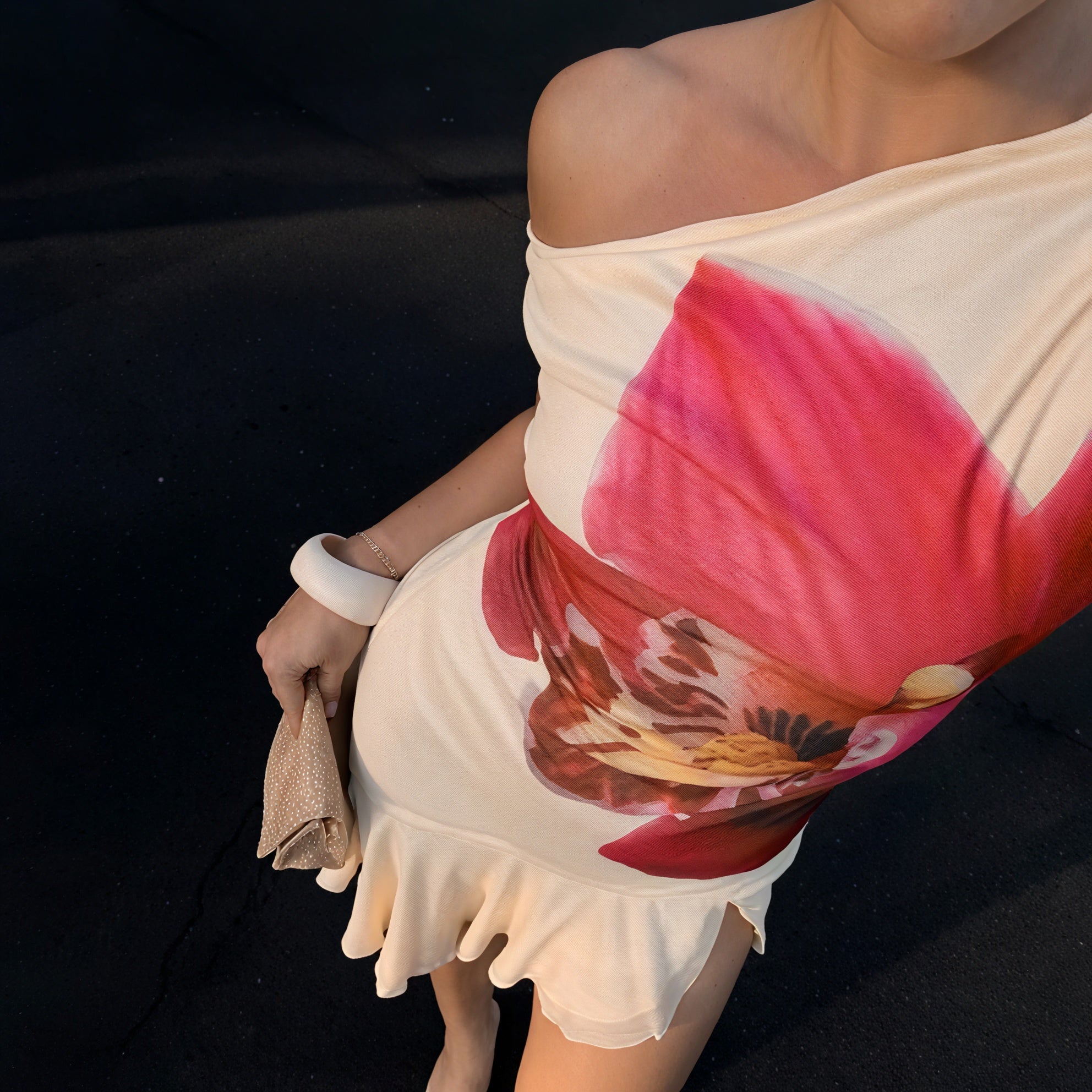 Women's Floral Mini Dress – Asymmetrical Neckline, Playful Style-83568-80d9cfc2-2ff1-45d9-936a-b23b97d470dd