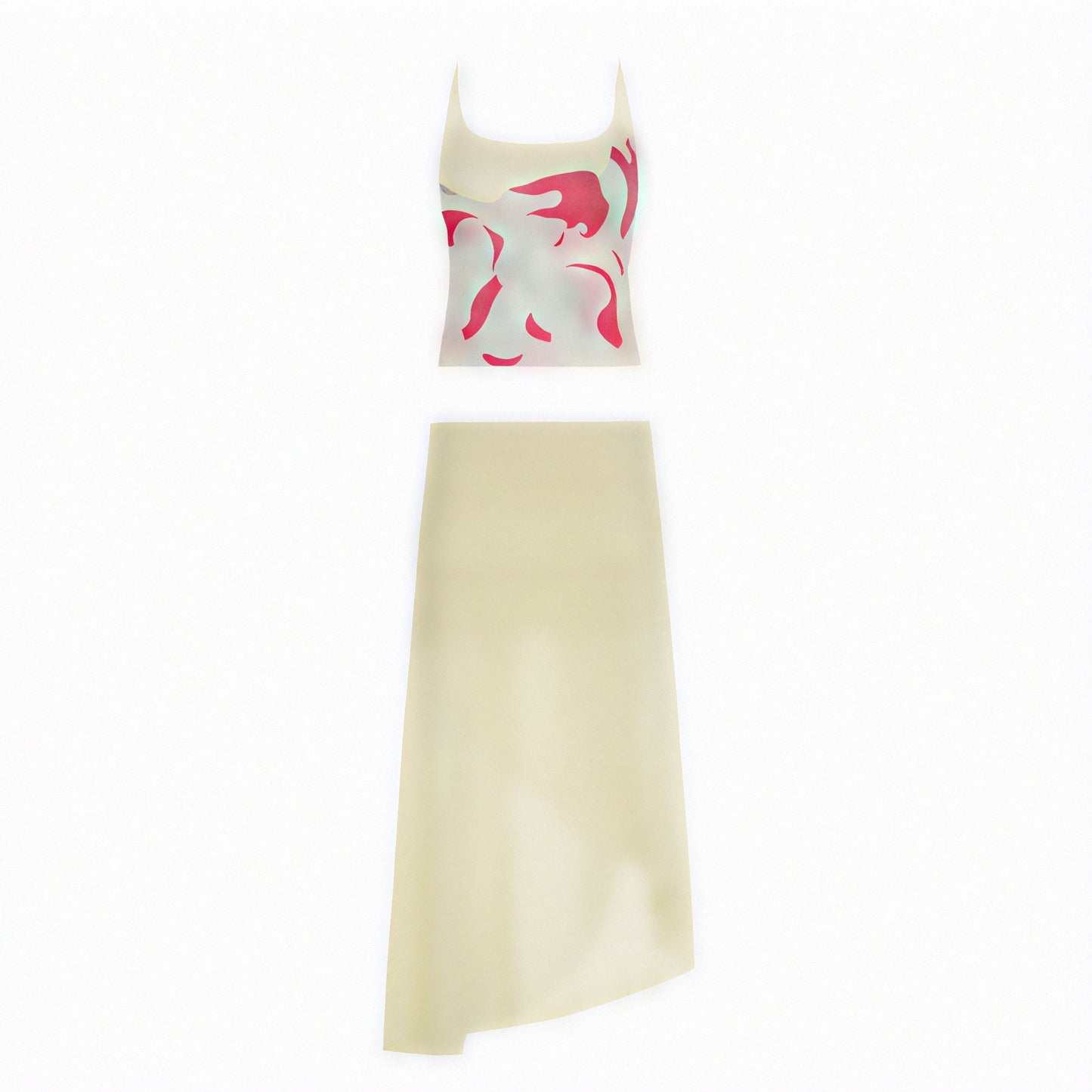 Women's Floral Spaghetti Strap Dress – Ruched Asymmetrical Hem, Flowing Skirt-83580-5fa0c415-5503-4771-85d4-697d37d229a9