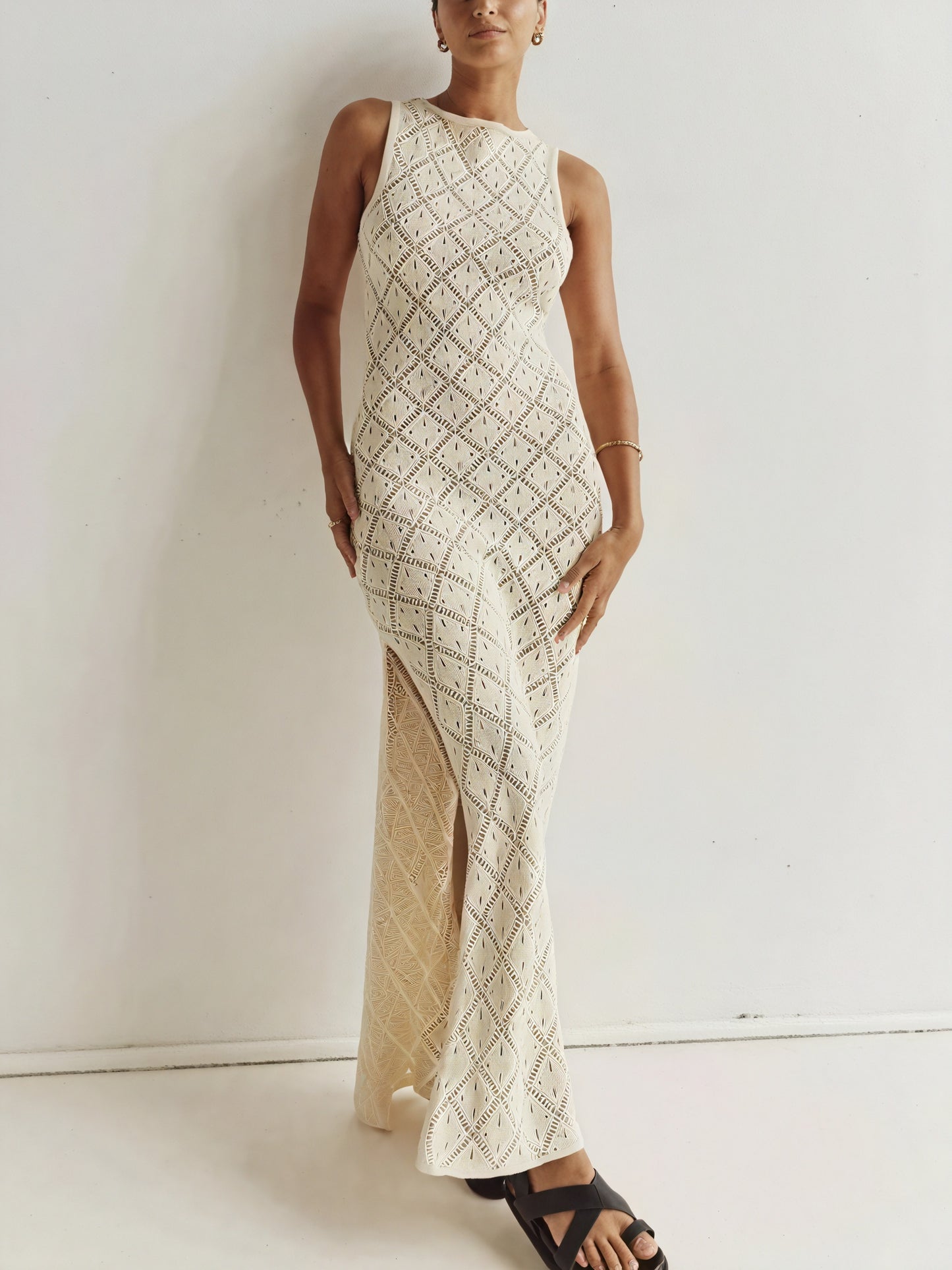 Women's Sleeveless Maxi Knit Dress – Open Weave, Lightweight, Oxford Clothing-83712-d589210a-5e78-40b5-98f3-b1e641721359