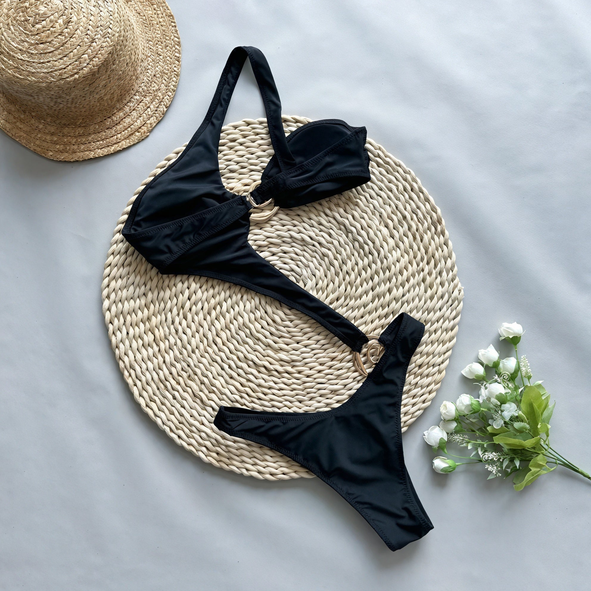 Women's Black One-Piece Swimsuit – Elegant Decorative Hardware-83767-fce6b564-3bf6-4dcd-8de6-03b4d1ec714b