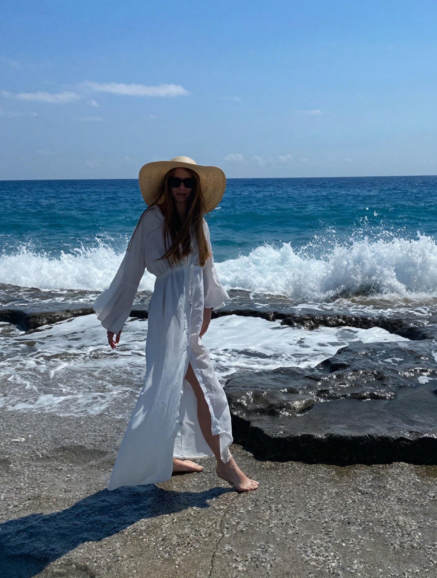 Women's Maxi Dress – Flowing V-Neck, Long Sleeve, Tie Waist-83779-1ac6fbb2-cd3b-4ae4-ac4d-e94d6a2162bd