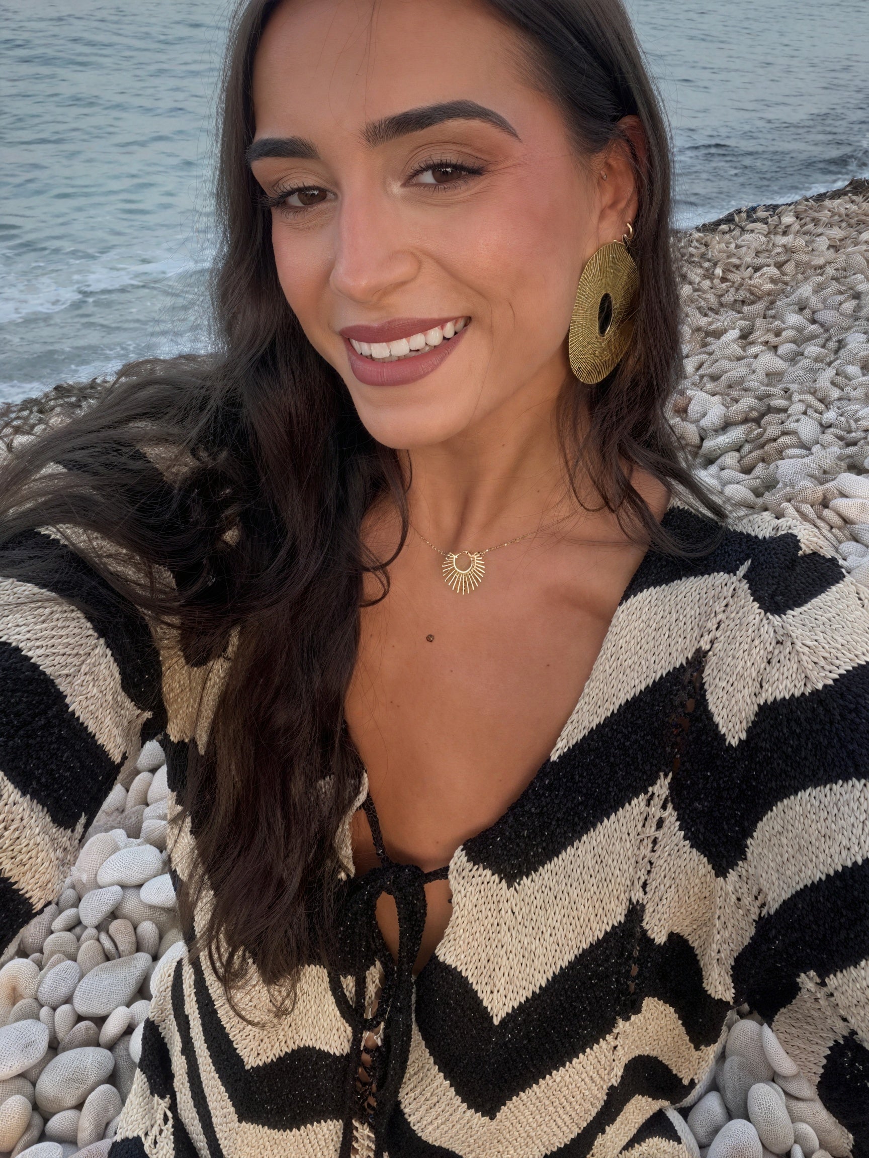 Women's Knit Dress – Chevron Pattern, Long Sleeve, Modern Style-83785-903607e2-cc68-4fb6-905b-f70bc52c6b03