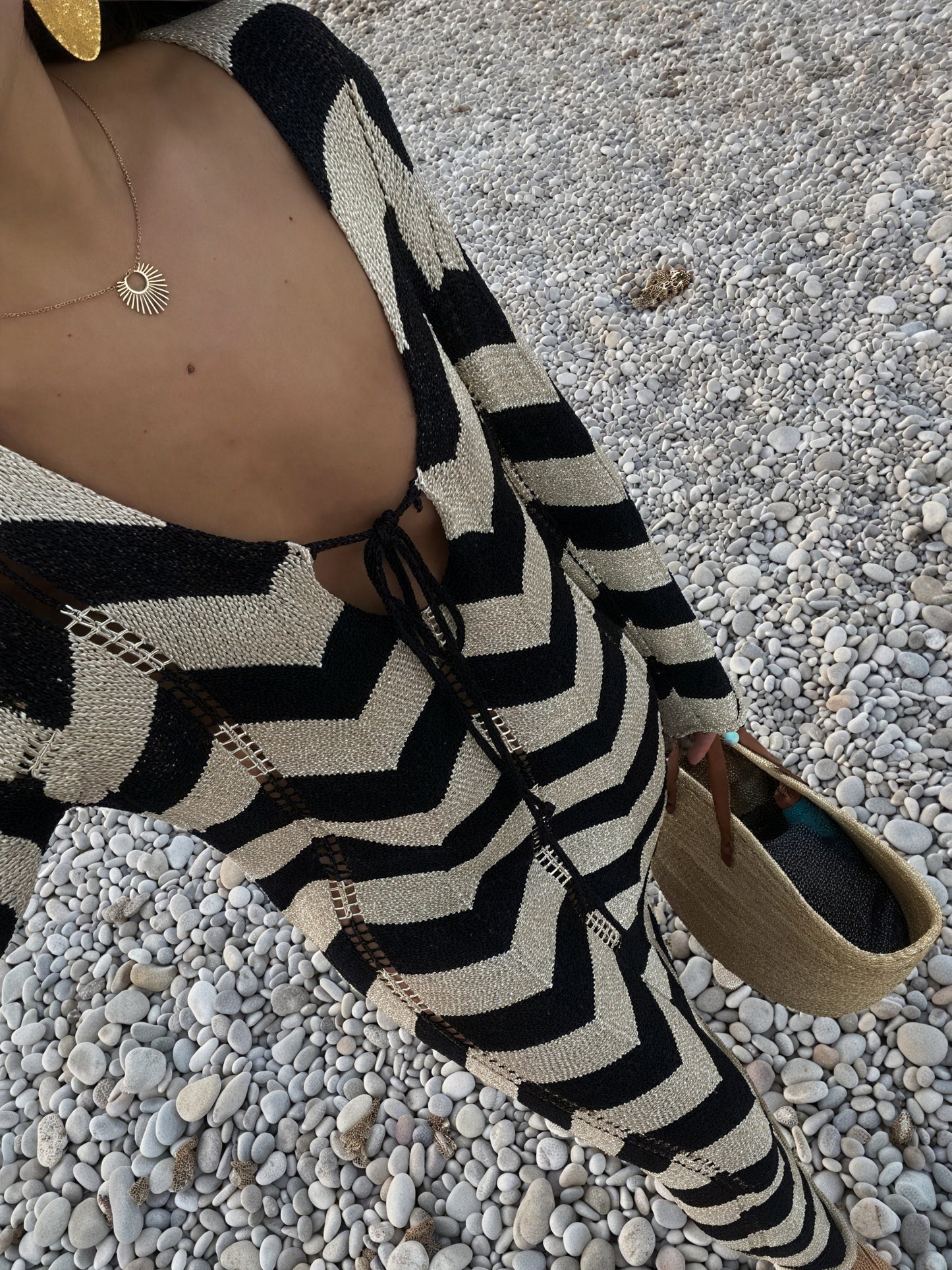 Women's Knit Dress – Chevron Pattern, Long Sleeve, Modern Style-83785-ceb59c37-a5b5-4761-8e16-553f8a3676af