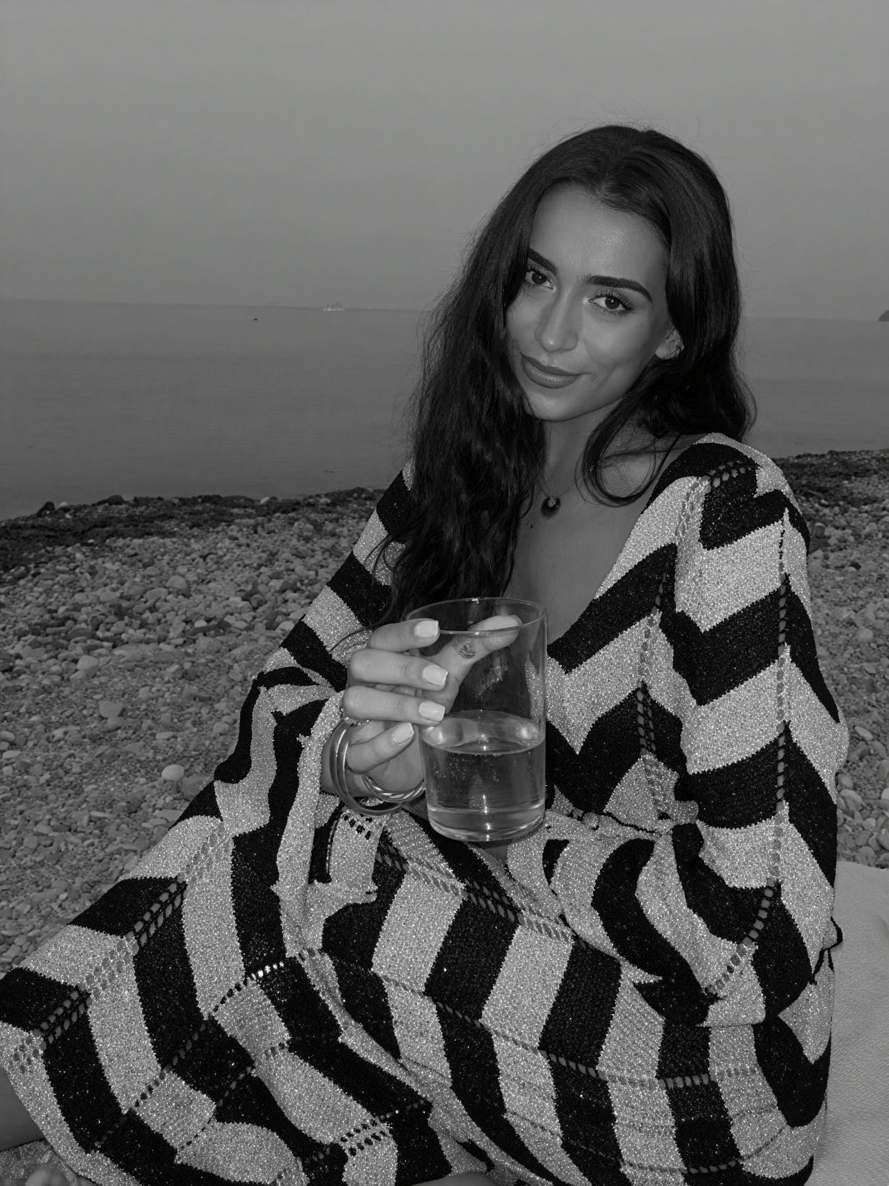 Women's Knit Dress – Chevron Pattern, Long Sleeve, Modern Style-83785-2b802701-fa9b-4316-b7f7-e104a6d6141f