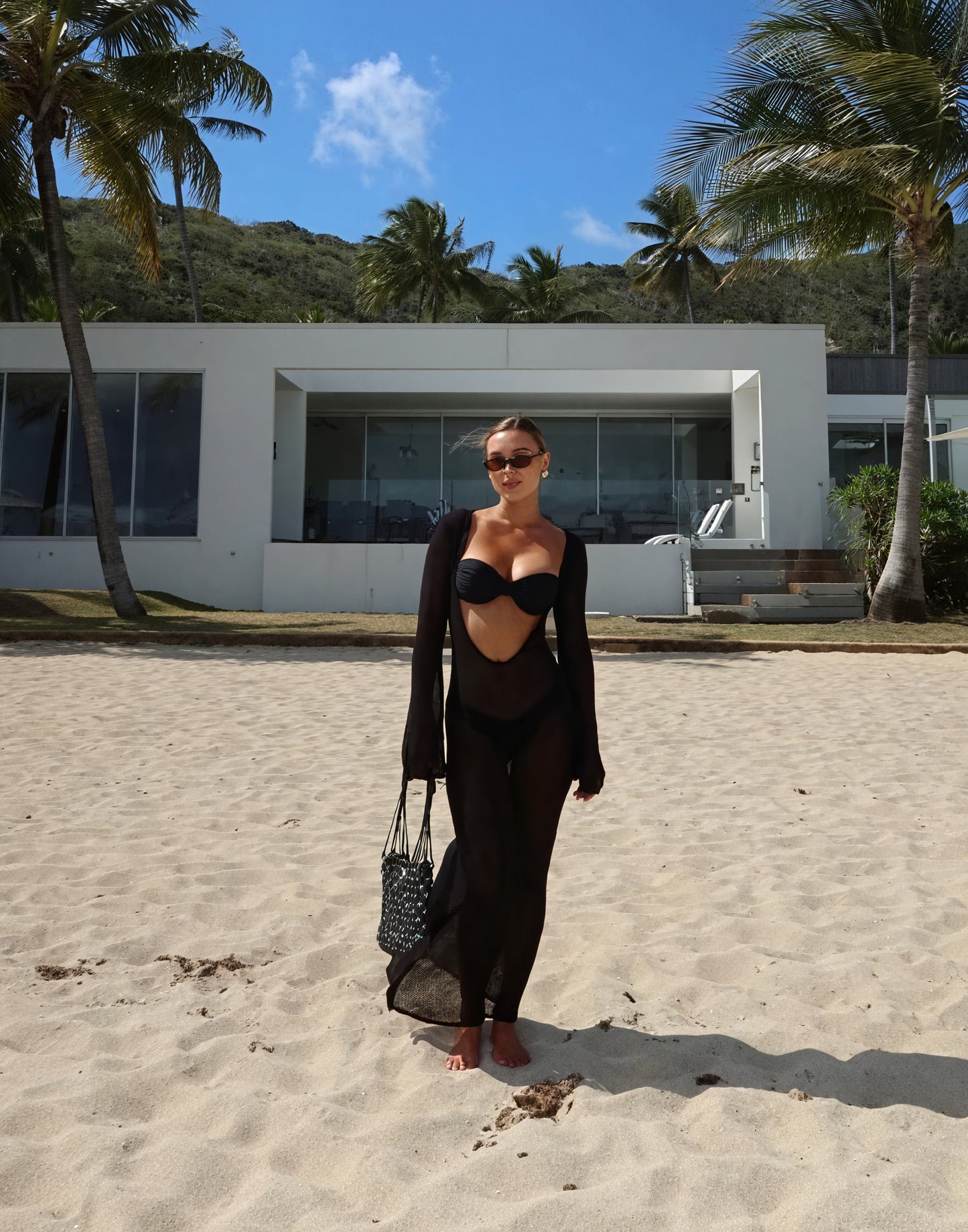 Women's Maxi Dress – Sheer Knit, Long Sleeve, Lightweight Cover-Up-83806-8d094a8b-3067-4ab1-a672-fe405129eca1