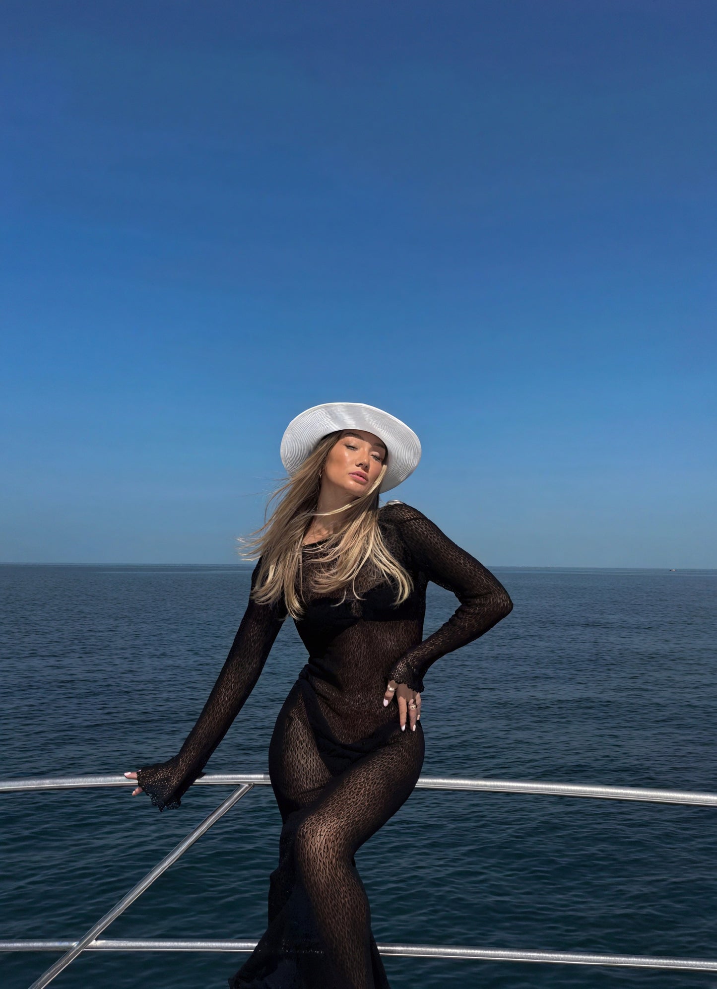 Women's Maxi Dress – Sheer Knit, Long Sleeve, Lightweight Cover-Up-83806-4767f4b8-7943-4bea-99d4-e70ffcc77223