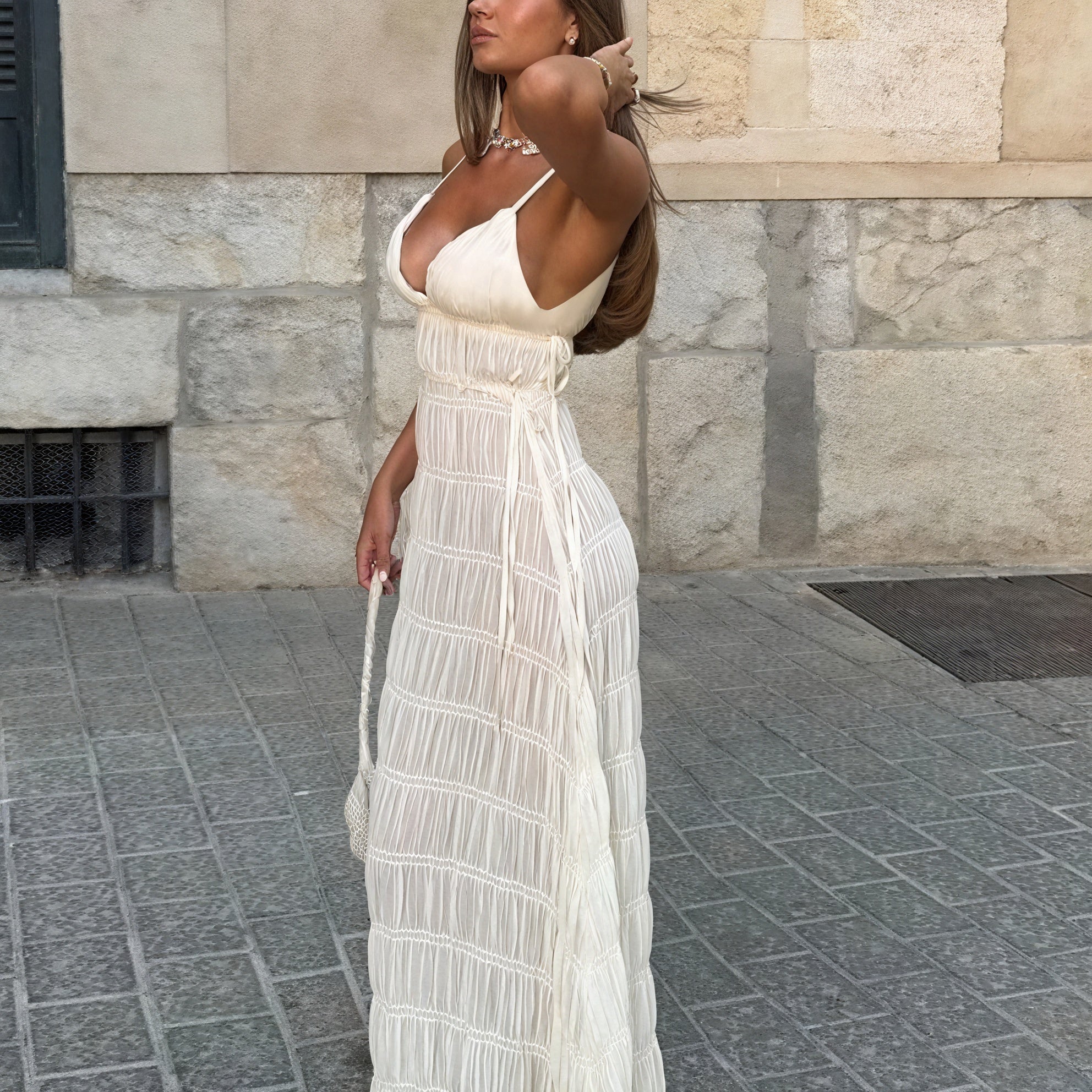 Women's Maxi Dress – Pleated, Flowing, Spaghetti Strap, Oxford Clothing-83811-0a72be21-1bf2-4f2e-99bc-15b6b2695502