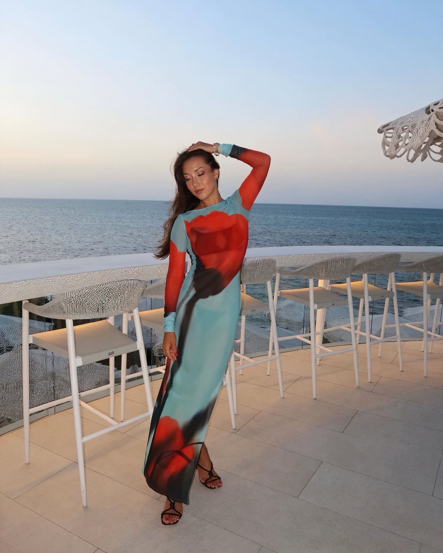 Women's Long Sleeve Maxi Dress – Colorful Printed, Floor Length, Oxford Clothing-83850-1061870b-4007-4e8b-a1de-a714a38530cf