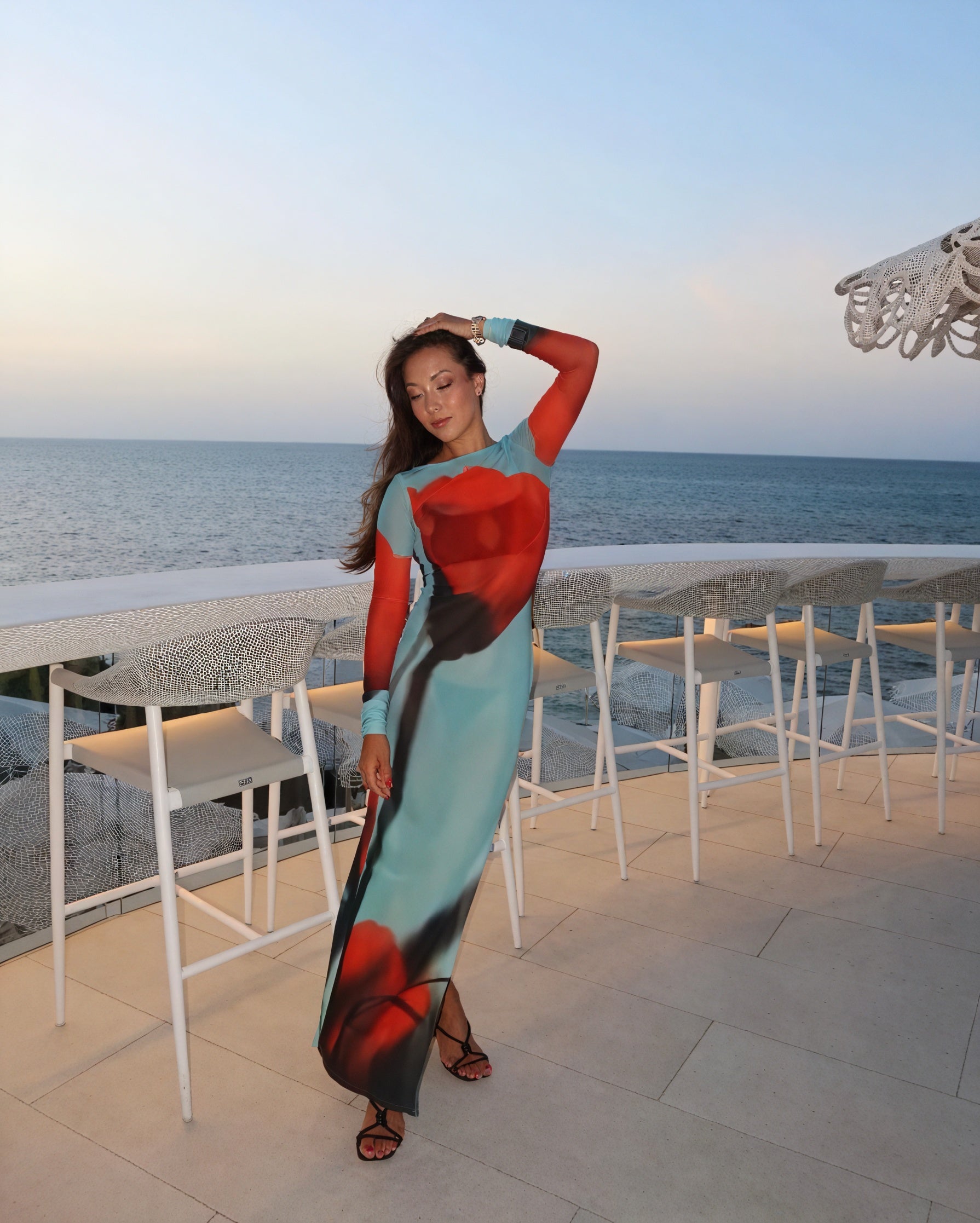 Women's Long Sleeve Maxi Dress – Colorful Printed, Floor Length, Oxford Clothing-83850-1061870b-4007-4e8b-a1de-a714a38530cf