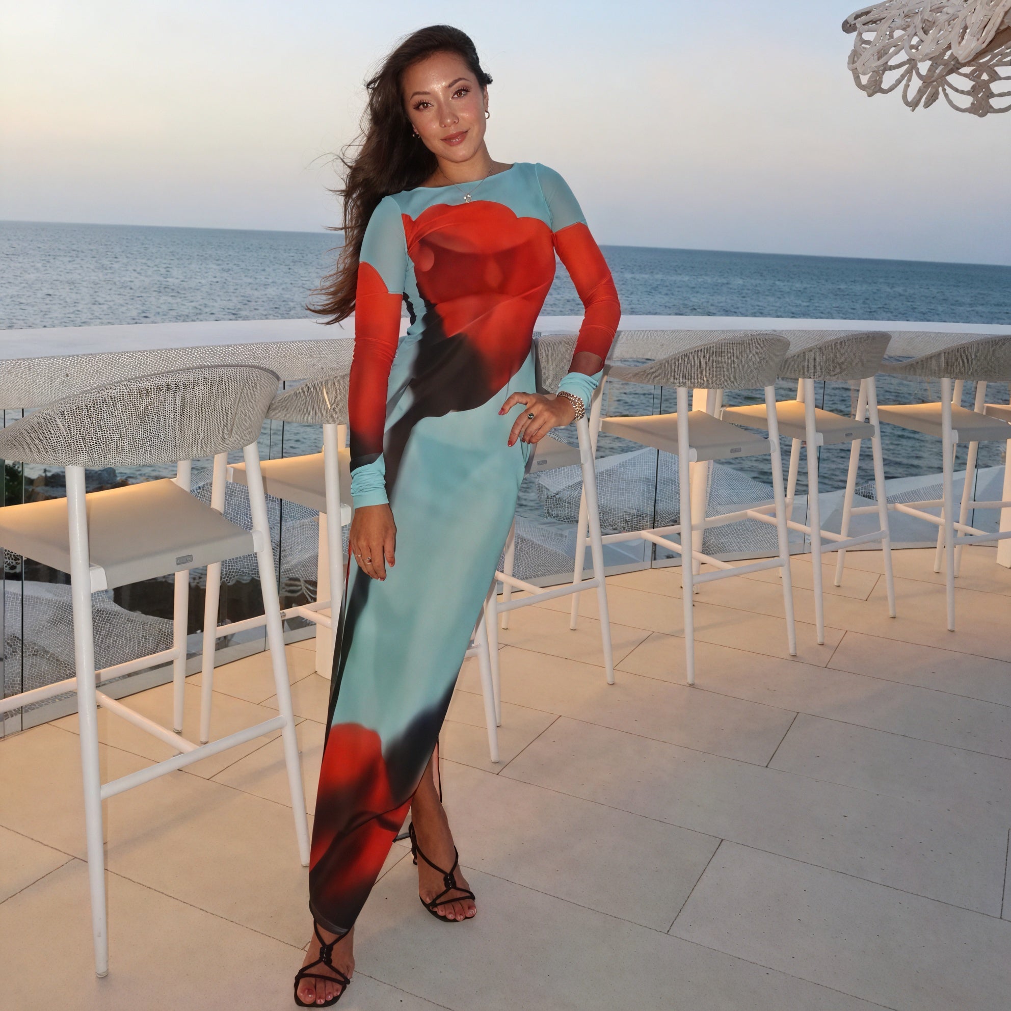 Women's Long Sleeve Maxi Dress – Colorful Printed, Floor Length, Oxford Clothing-83850-63e419f8-2064-4b36-ba48-d5de17d647cc