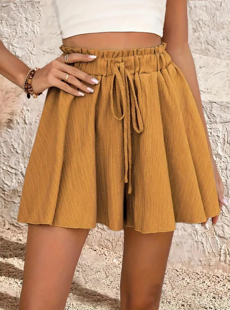 Relaxed Fit Flared High-Waisted Shorts