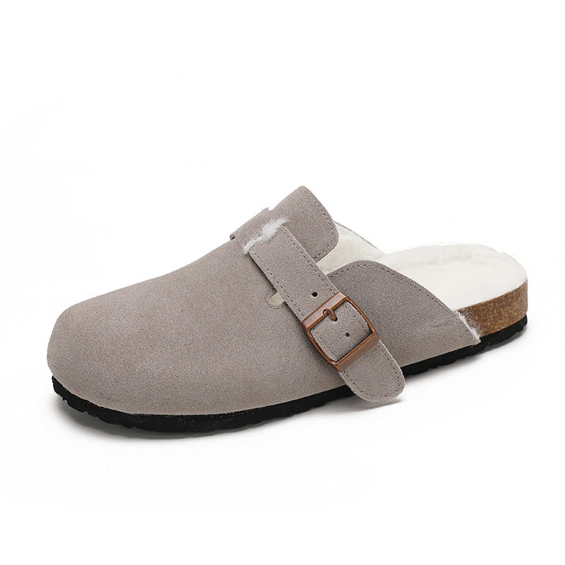Women's Suede Open-Back Mules with Cork Footbed & Adjustable Strap-82019-87521f6f-dceb-4002-82b3-6e1ede4ff5c2