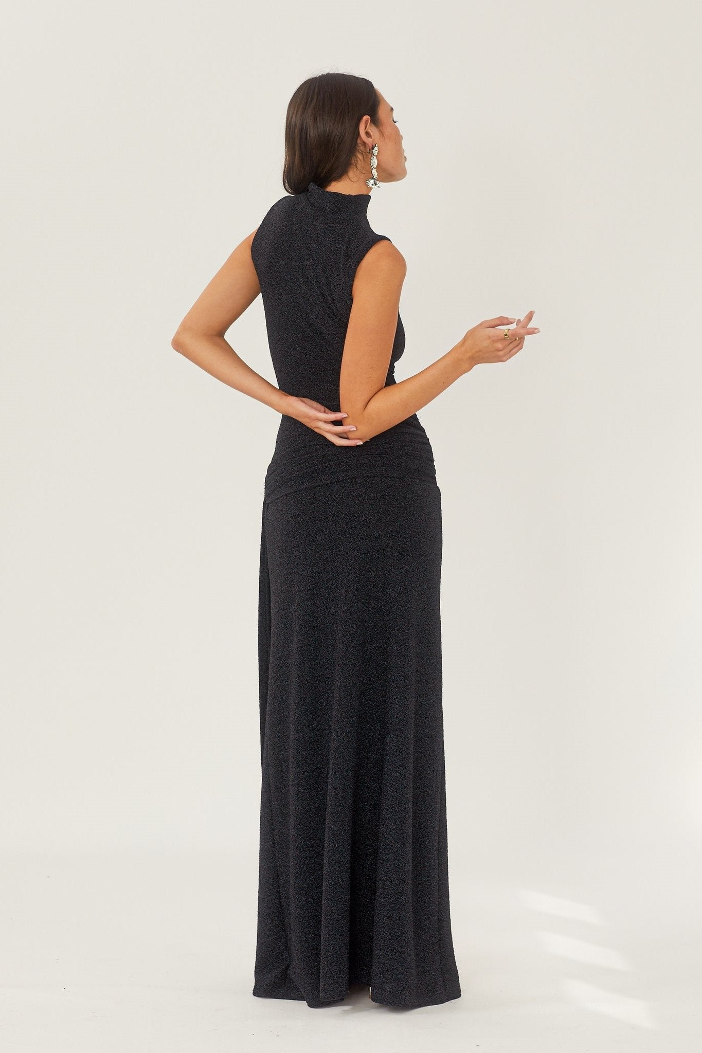 High Neck Sleeveless Maxi Dress with Belt
