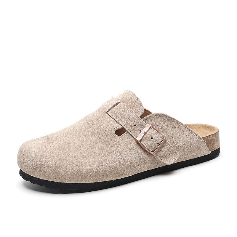 Women's Suede Open-Back Mules with Cork Footbed & Adjustable Strap-82019-8a651c78-edc6-4394-b77b-cac6ee31eb9e