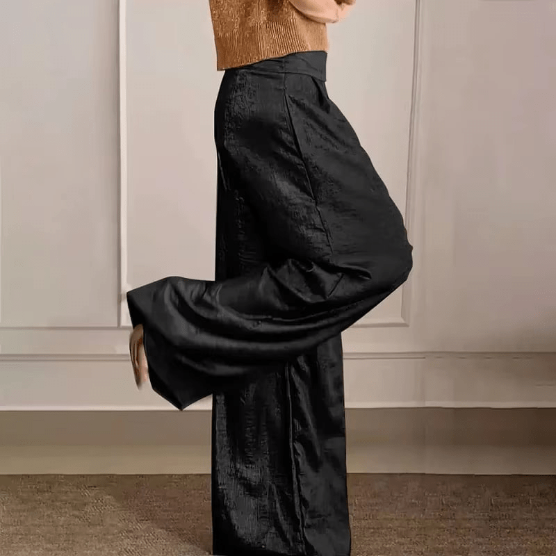 Wide Leg Pantaloons - High Waist Pleated Front