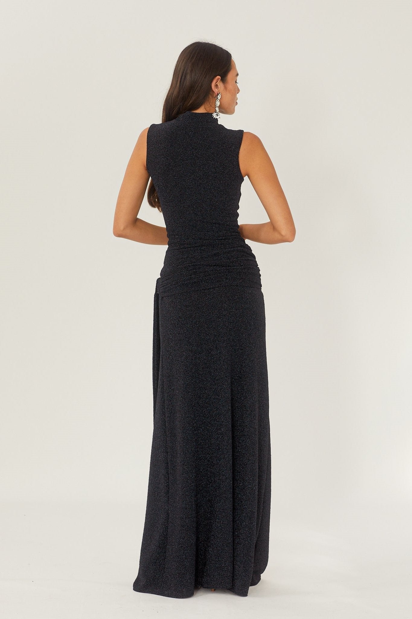High Neck Sleeveless Maxi Dress with Belt