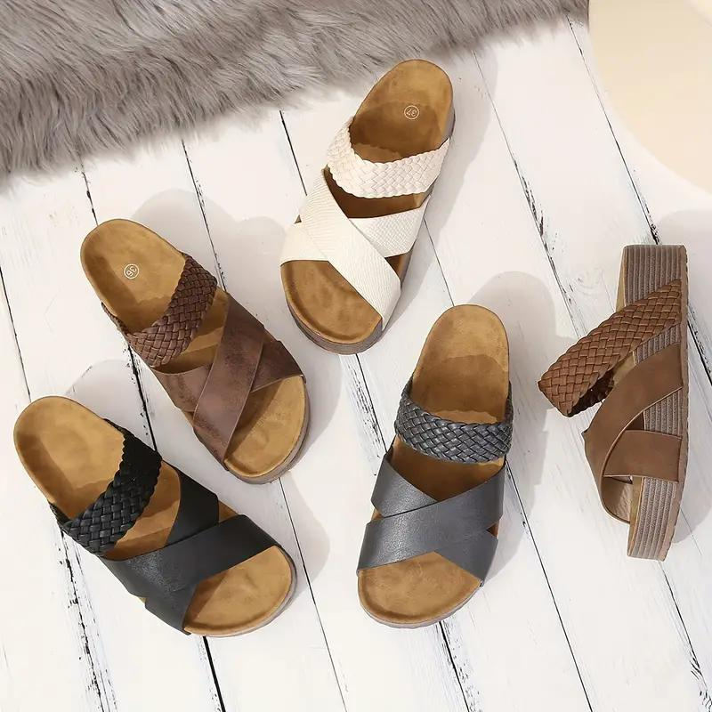 Woven Platform Sandals - Braided Strap Detail