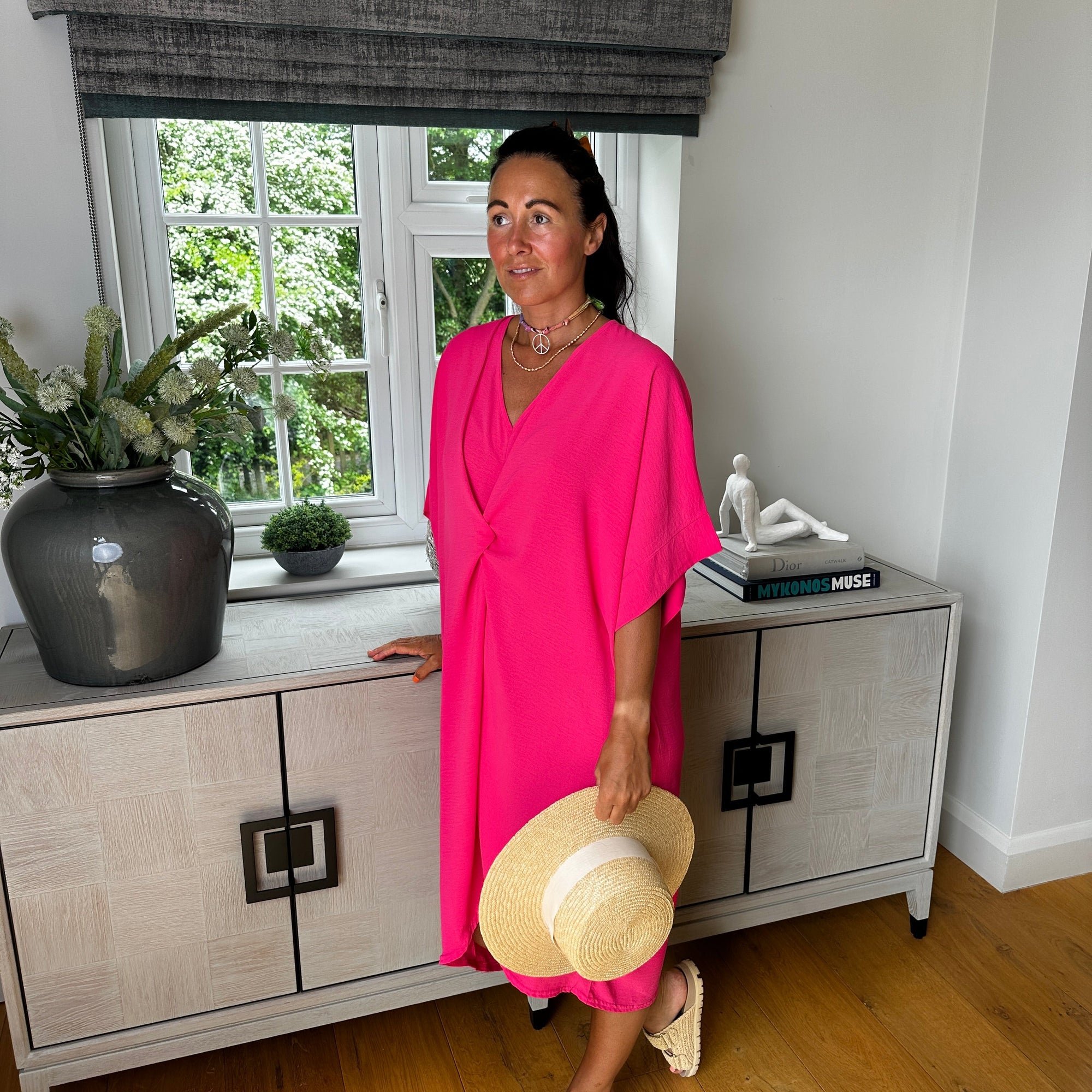 Knot-Waist Dress with Asymmetrical Hem