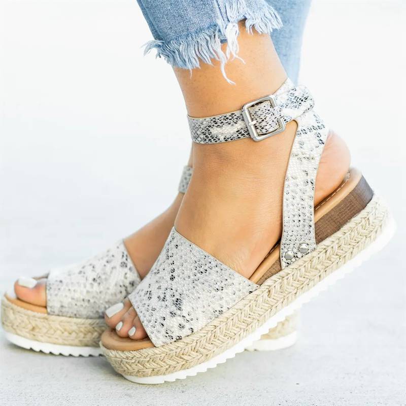 Woven Platform Ankle Strap Sandals