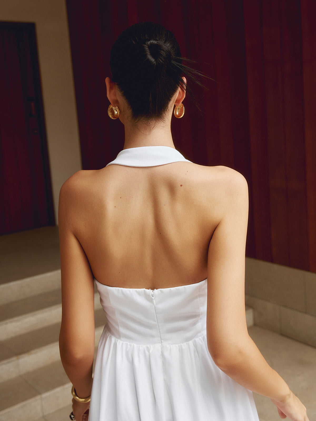 Halter Neck A-Line Midi Cocktail Dress