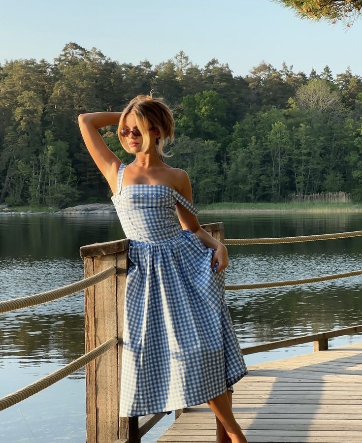 Women's Gingham Dress – Square Neck, Button Front, Classic Style-83592-9940cf61-a6d3-46b7-80f1-1f40f9209755