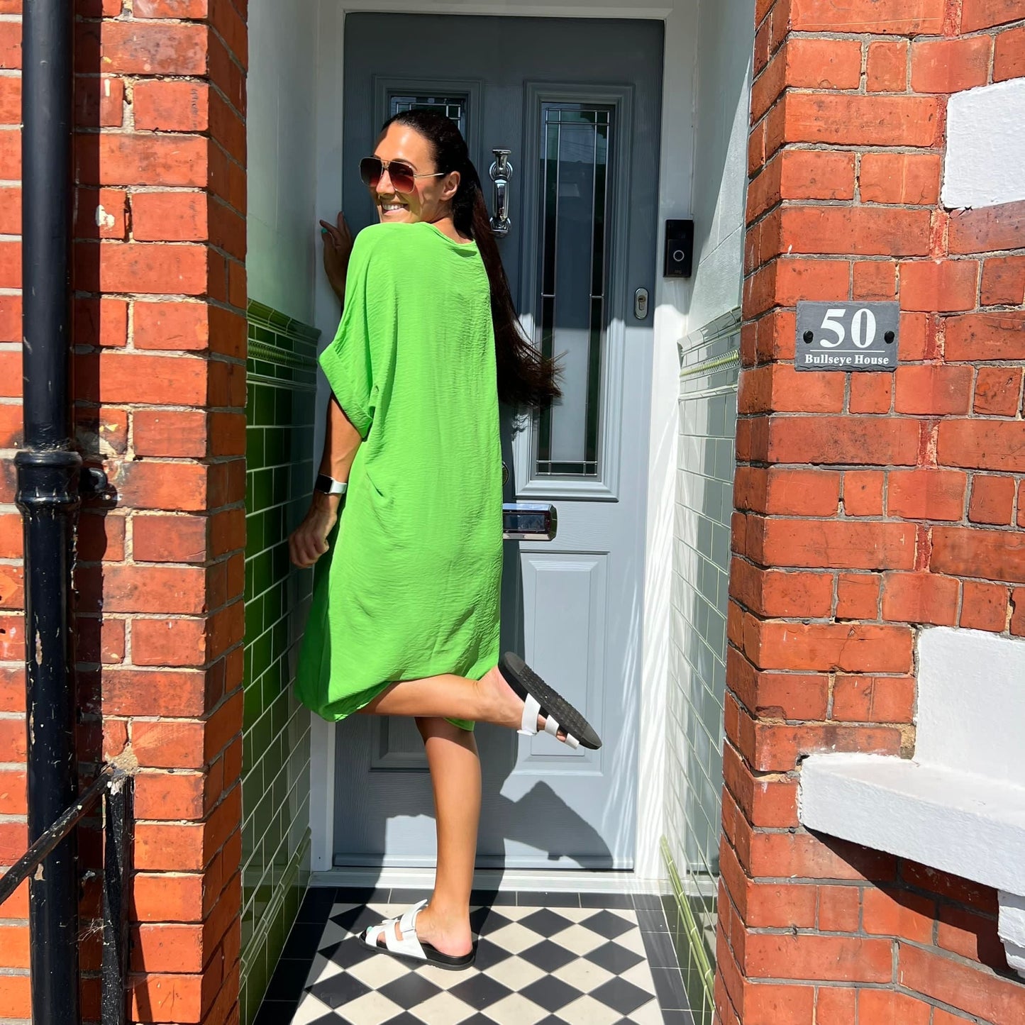 Knot-Waist Dress with Asymmetrical Hem